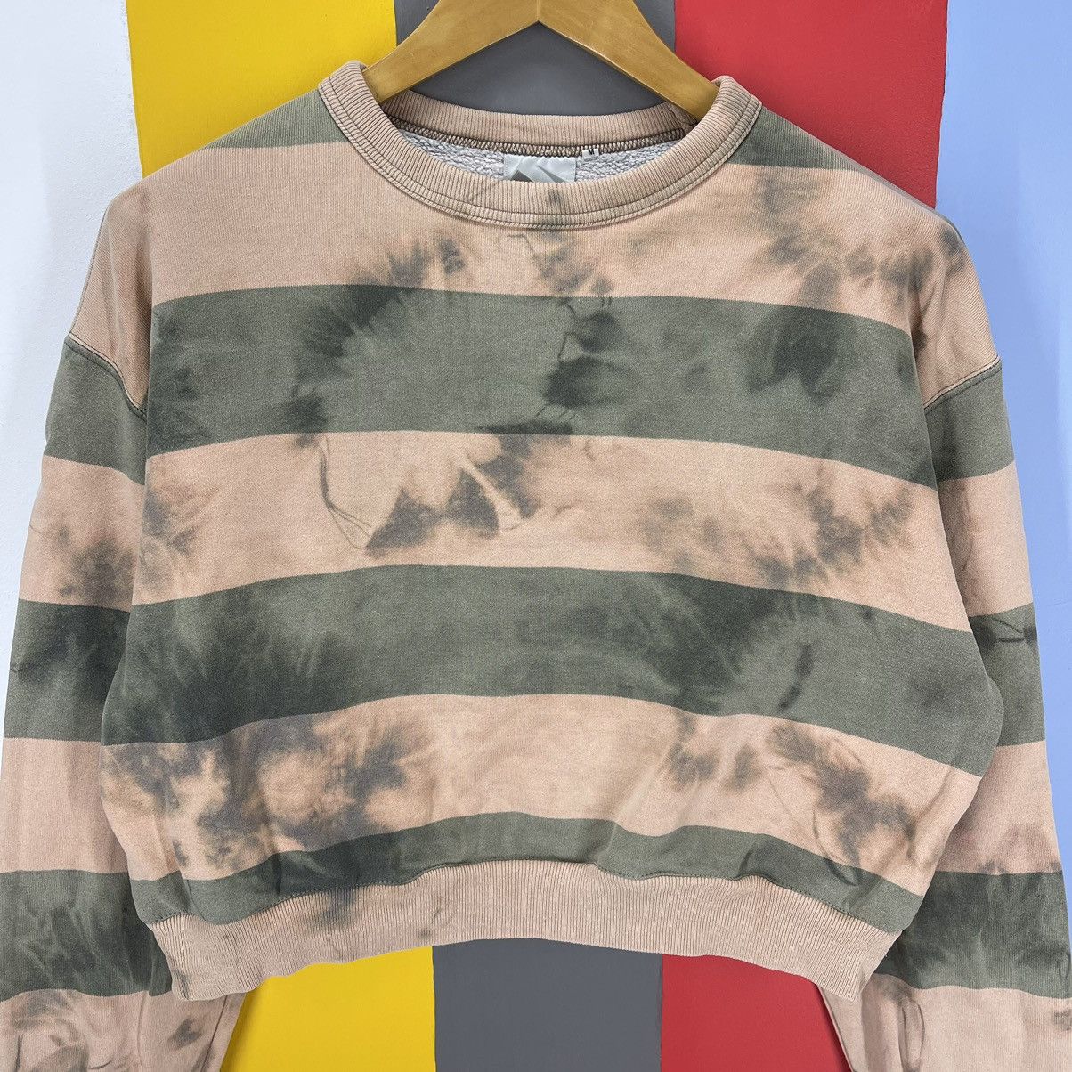 Beams Japan BEAMS Custom Crop Stripe Sweatshirt Acid Wash #1270/AR Size M / US 6-8 / IT 42-44 - 2 Thumbnail