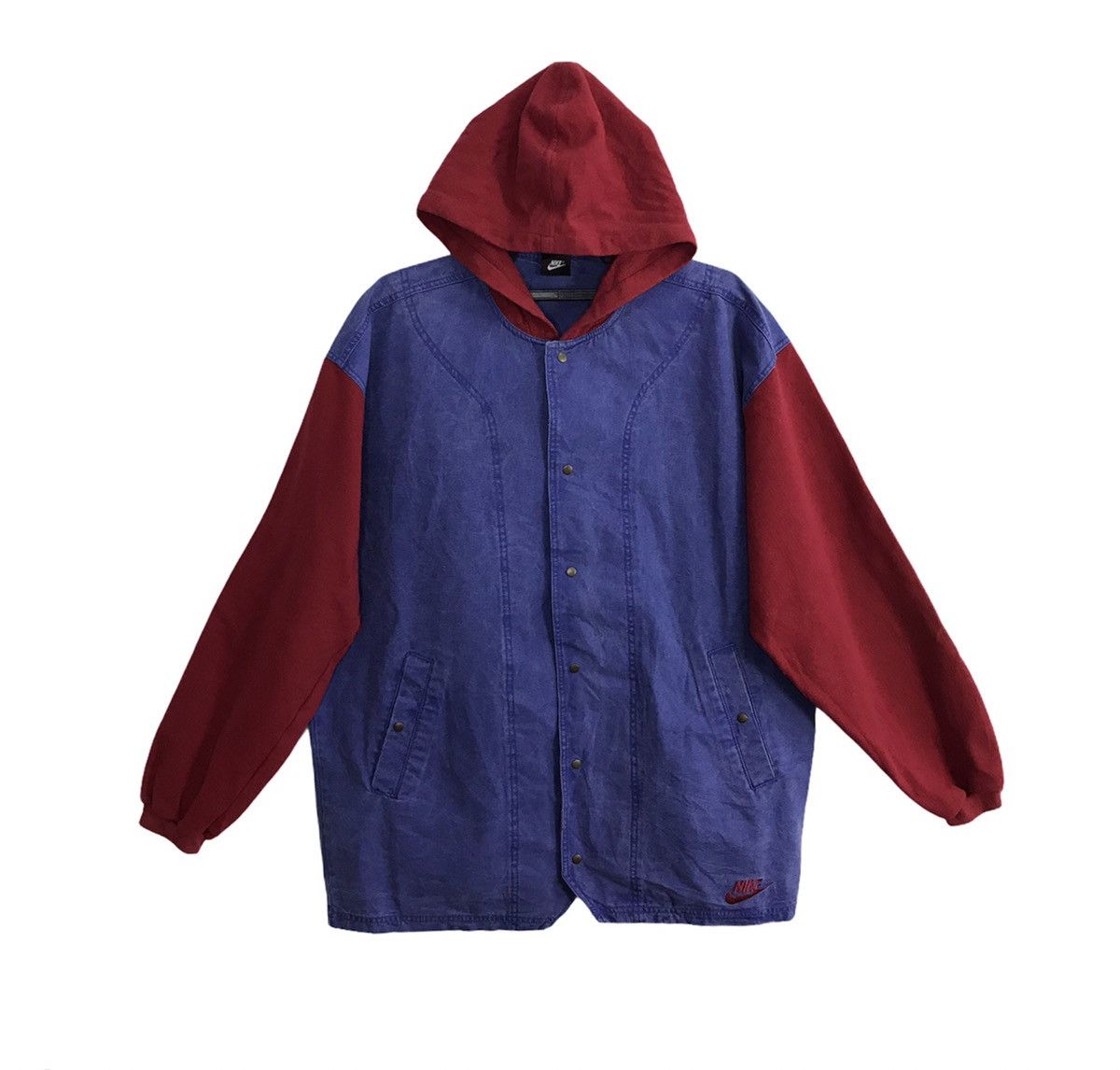 Nike × Vintage RARE Nike Parka Hoodies Jacket Mix Denim Jeans Size US XL / EU 56 / 4 - 1 Thumbnail