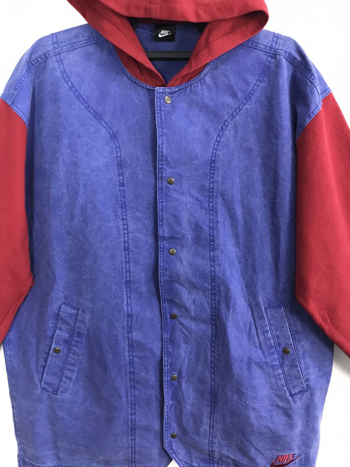 Nike × Vintage RARE Nike Parka Hoodies Jacket Mix Denim Jeans Size US XL / EU 56 / 4 - 2 Thumbnail