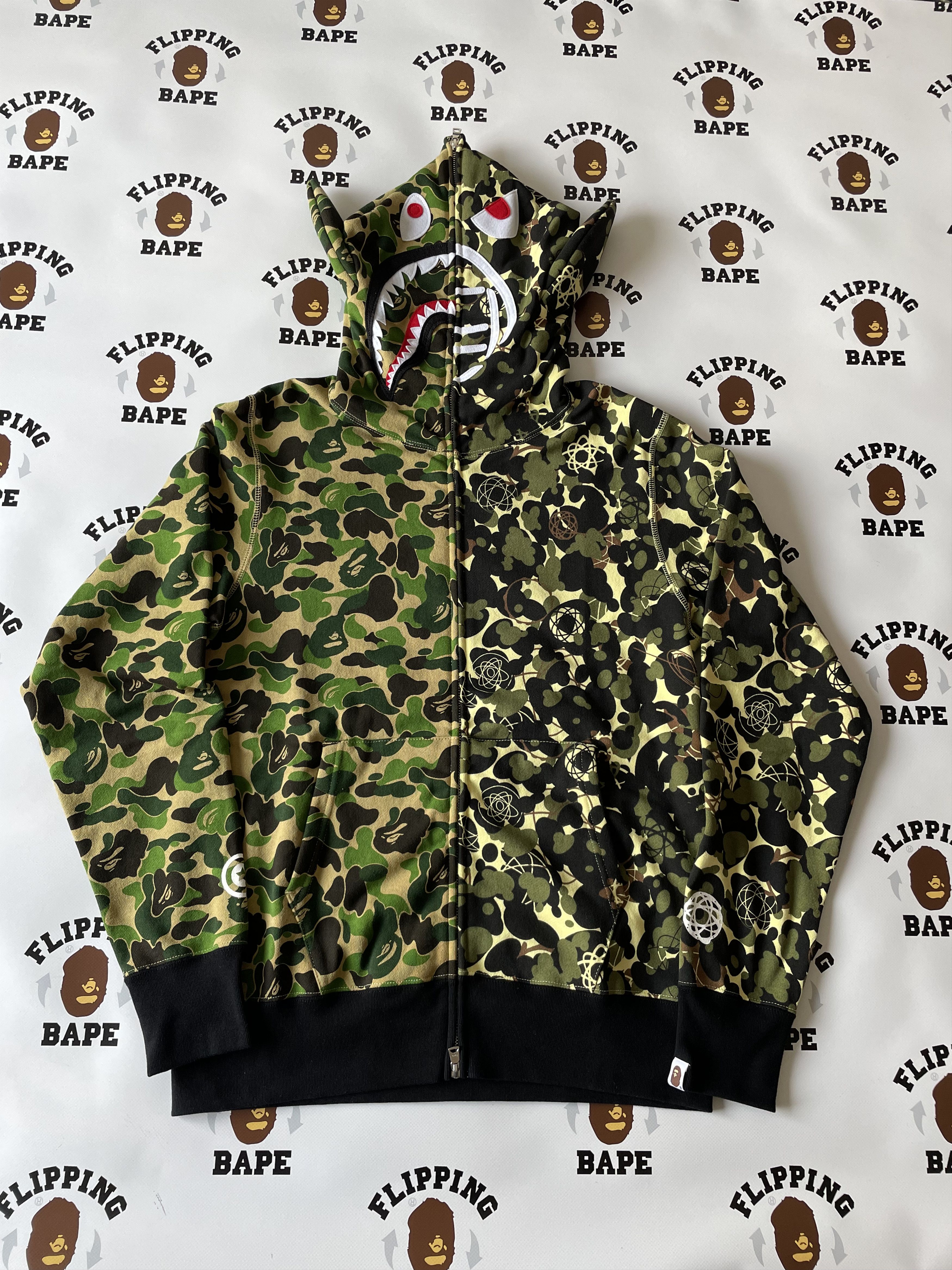 Pre-owned Bape Unkle X  Wide Full Zip Hoodie In Green