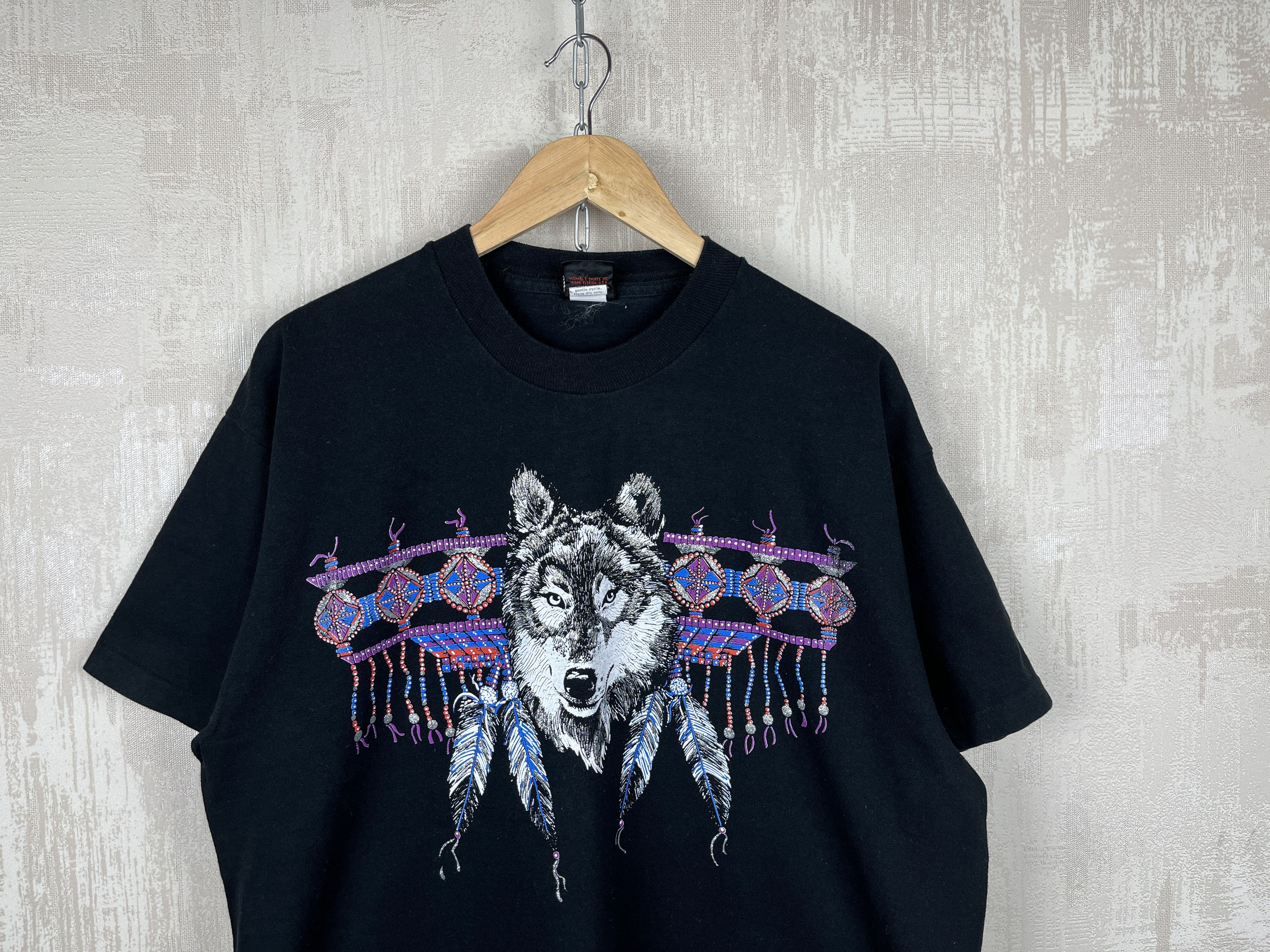 Vintage Vintage Wolf American Indians Dreamcatcher T-shirt Size US XL / EU 56 / 4 - 4 Thumbnail