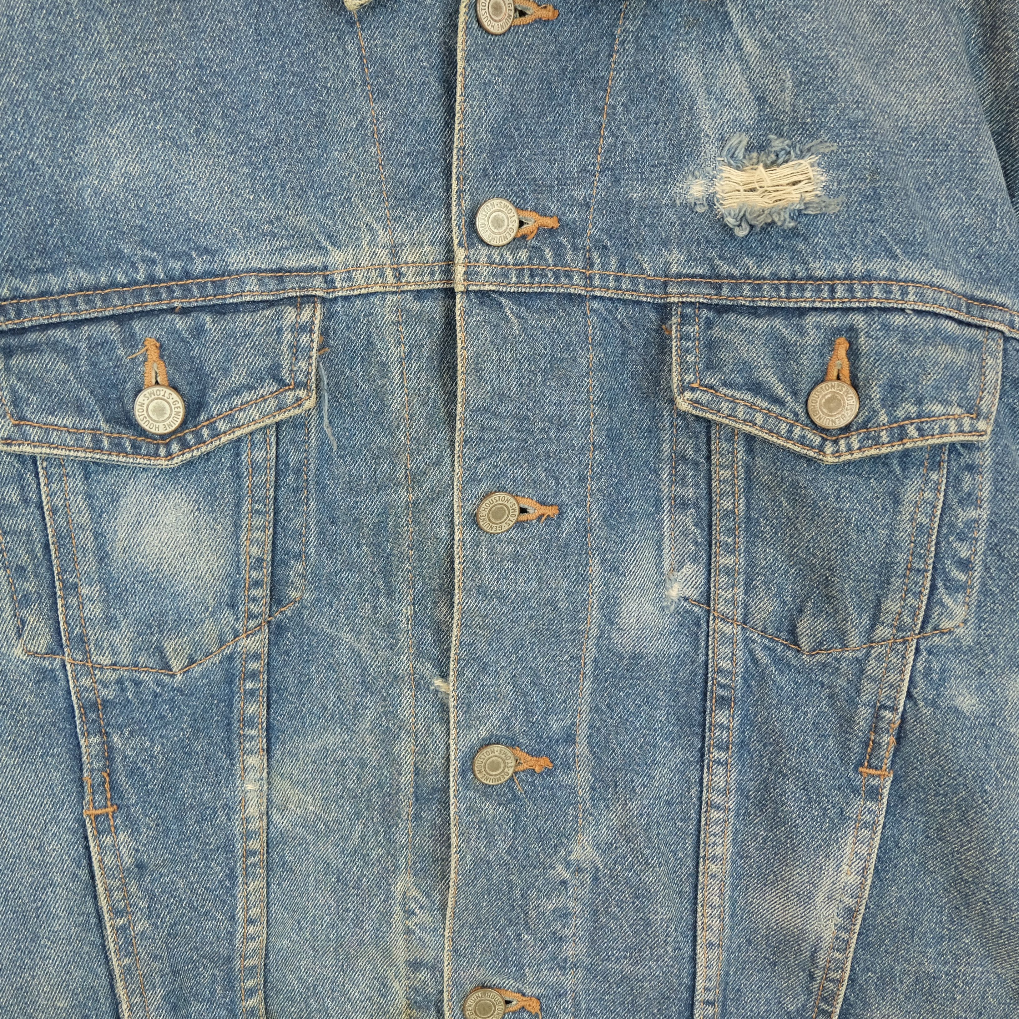 Japanese Brand Vintage 80's HOUSTON Japan Denim Jeans Punk Jacket Size US L / EU 52-54 / 3 - 4 Thumbnail