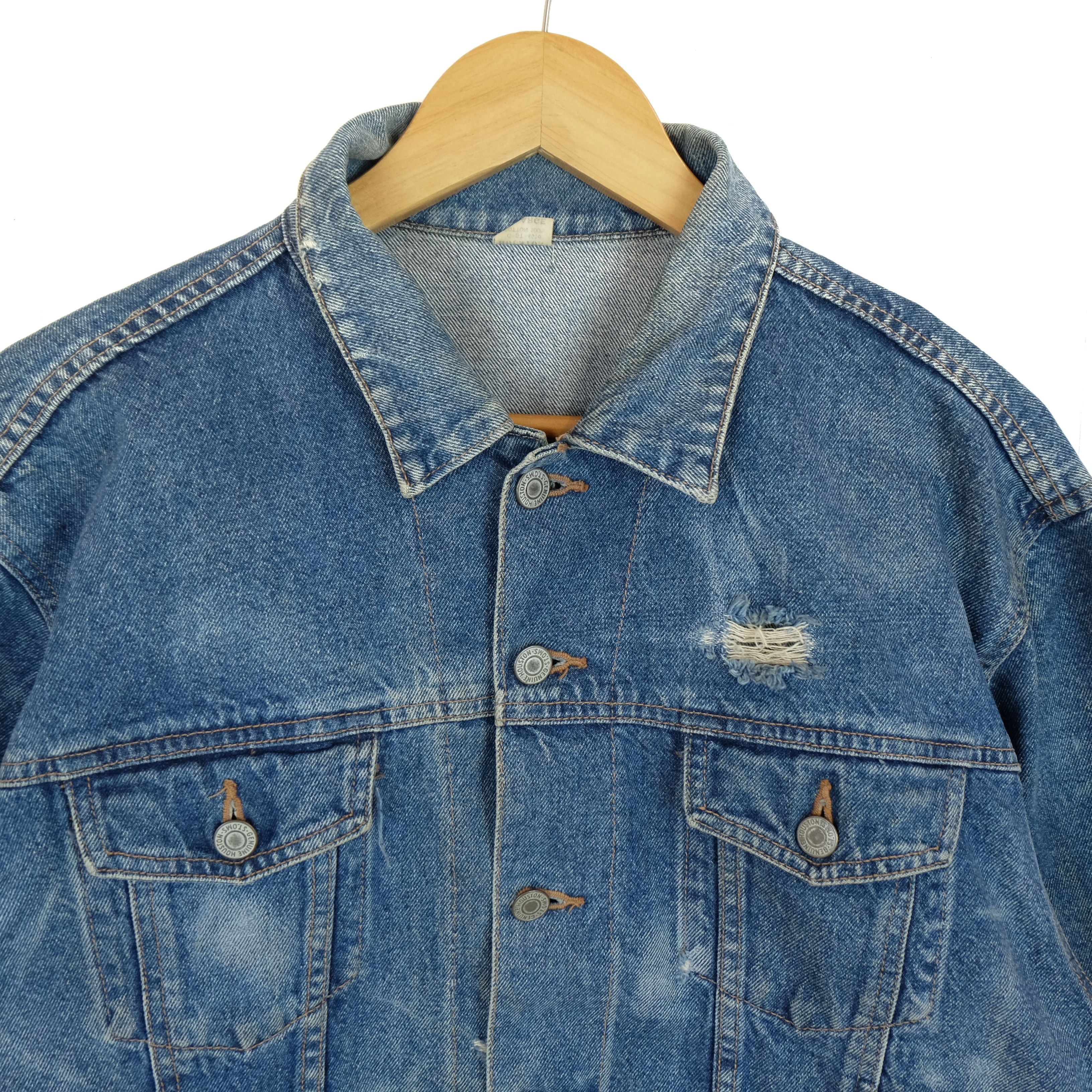 Japanese Brand Vintage 80's HOUSTON Japan Denim Jeans Punk Jacket Size US L / EU 52-54 / 3 - 3 Thumbnail