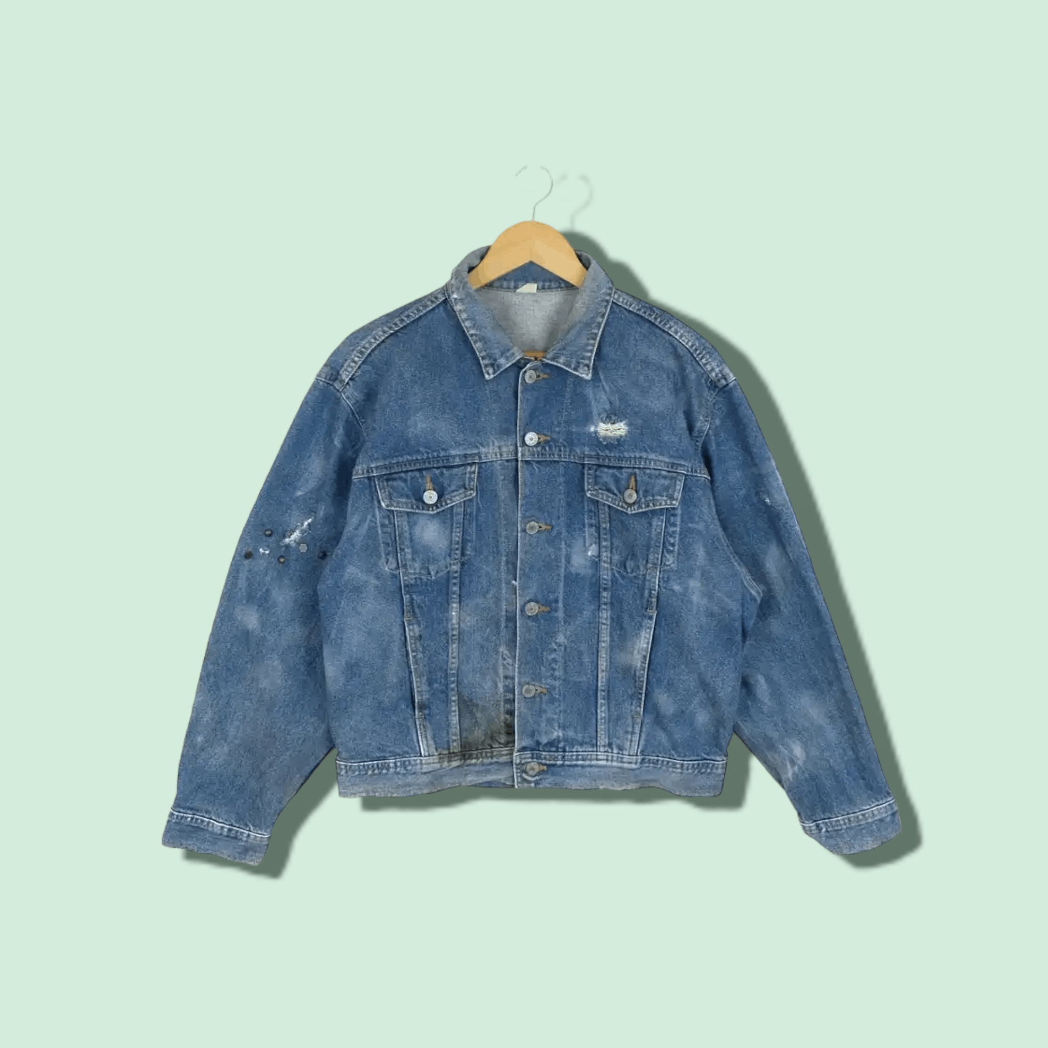 Japanese Brand Vintage 80's HOUSTON Japan Denim Jeans Punk Jacket Size US L / EU 52-54 / 3 - 1 Thumbnail