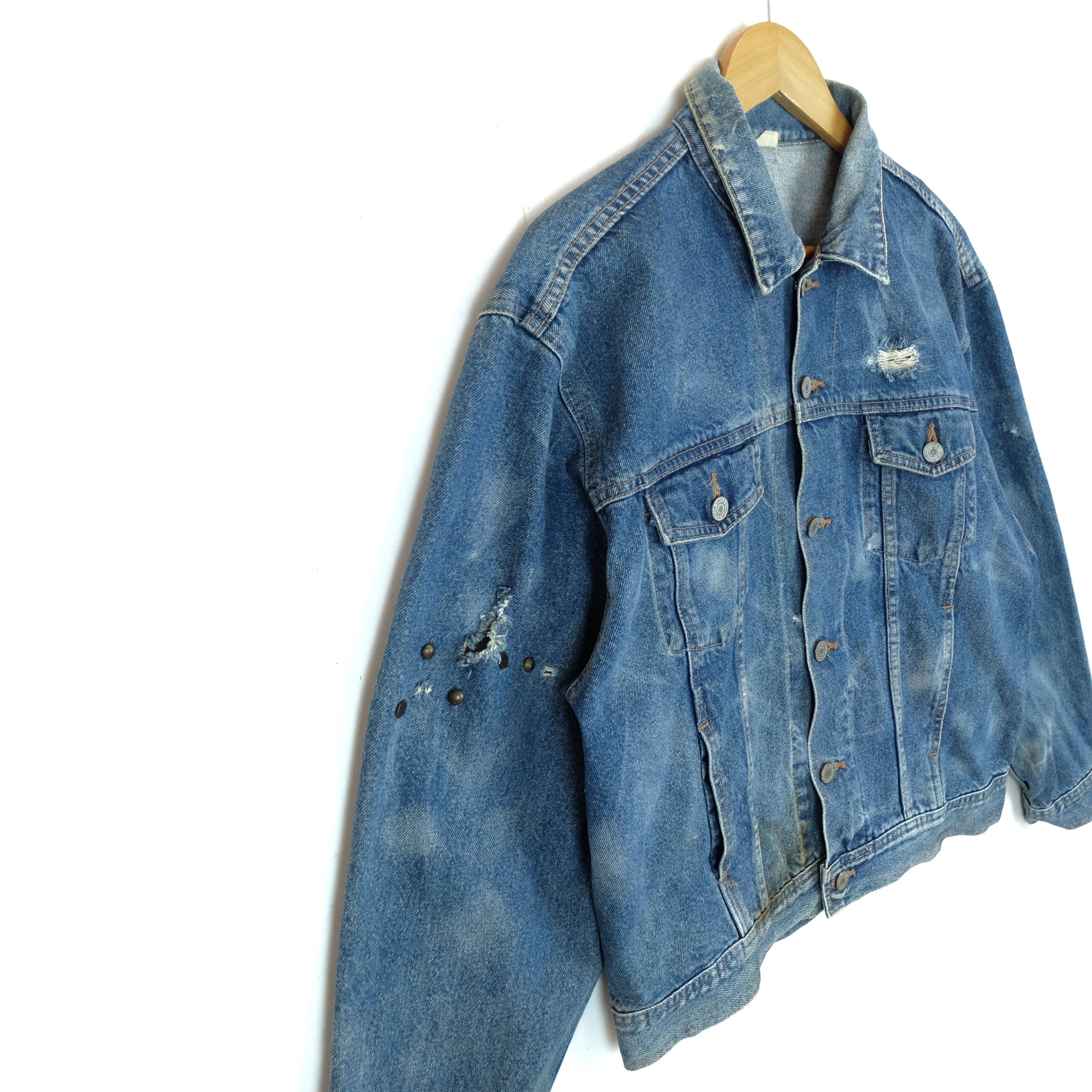 Japanese Brand Vintage 80's HOUSTON Japan Denim Jeans Punk Jacket Size US L / EU 52-54 / 3 - 7 Thumbnail