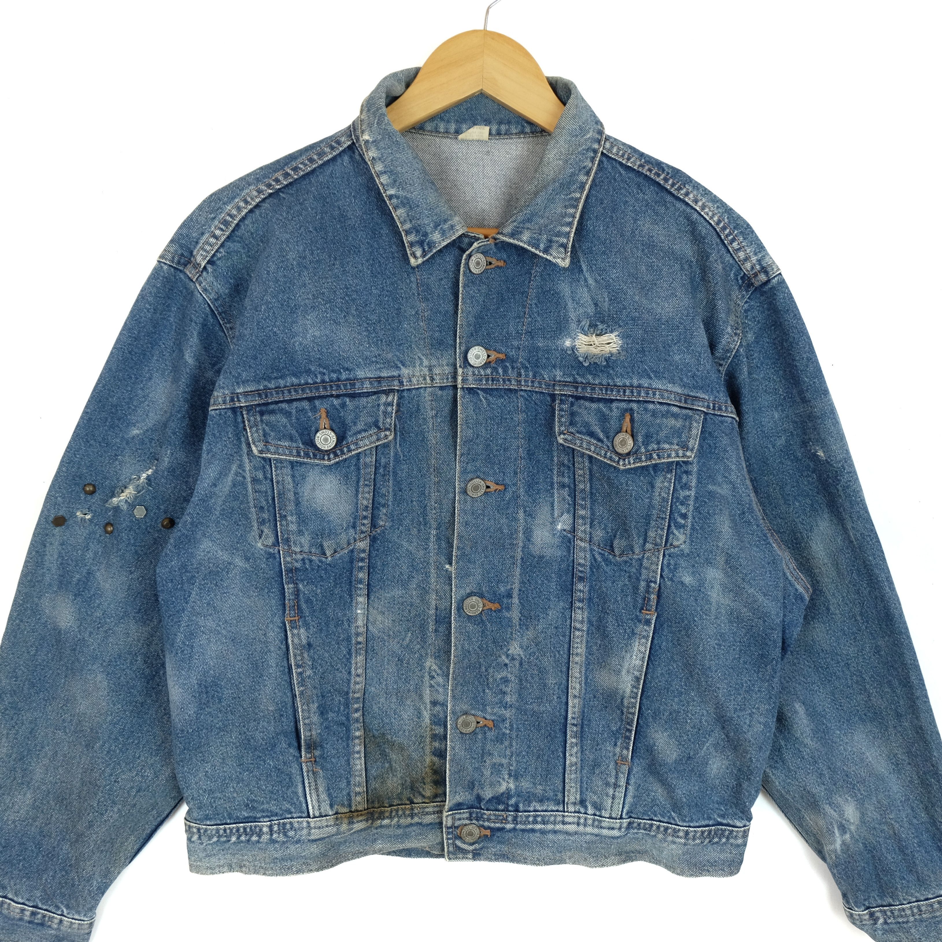 Japanese Brand Vintage 80's HOUSTON Japan Denim Jeans Punk Jacket Size US L / EU 52-54 / 3 - 2 Thumbnail