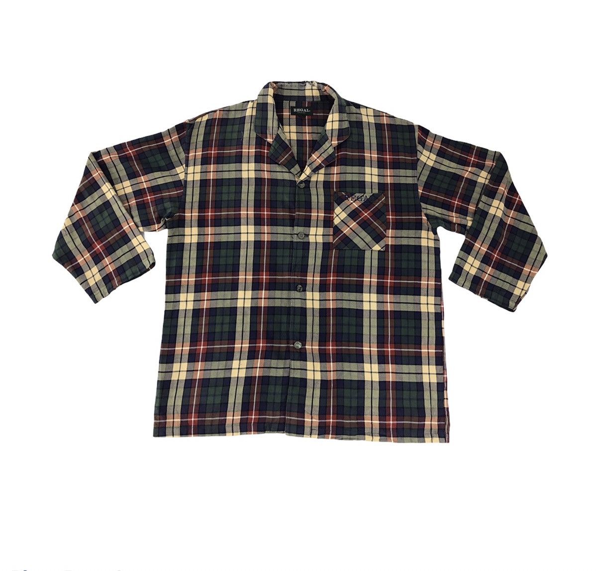 image of Vintage Regal Plaid Checked Flannel Button Down Shirt in Brown, Men's (Size XL)