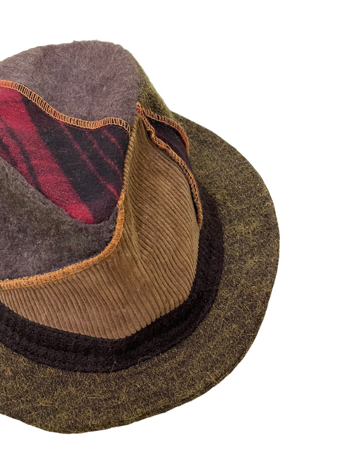 Japanese Brand Patchwork Fedora Hat Basiqueenti Wool Like Size ONE SIZE - 6 Thumbnail