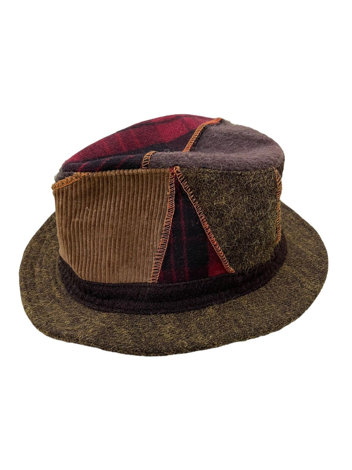 Japanese Brand Patchwork Fedora Hat Basiqueenti Wool Like Size ONE SIZE - 1 Thumbnail