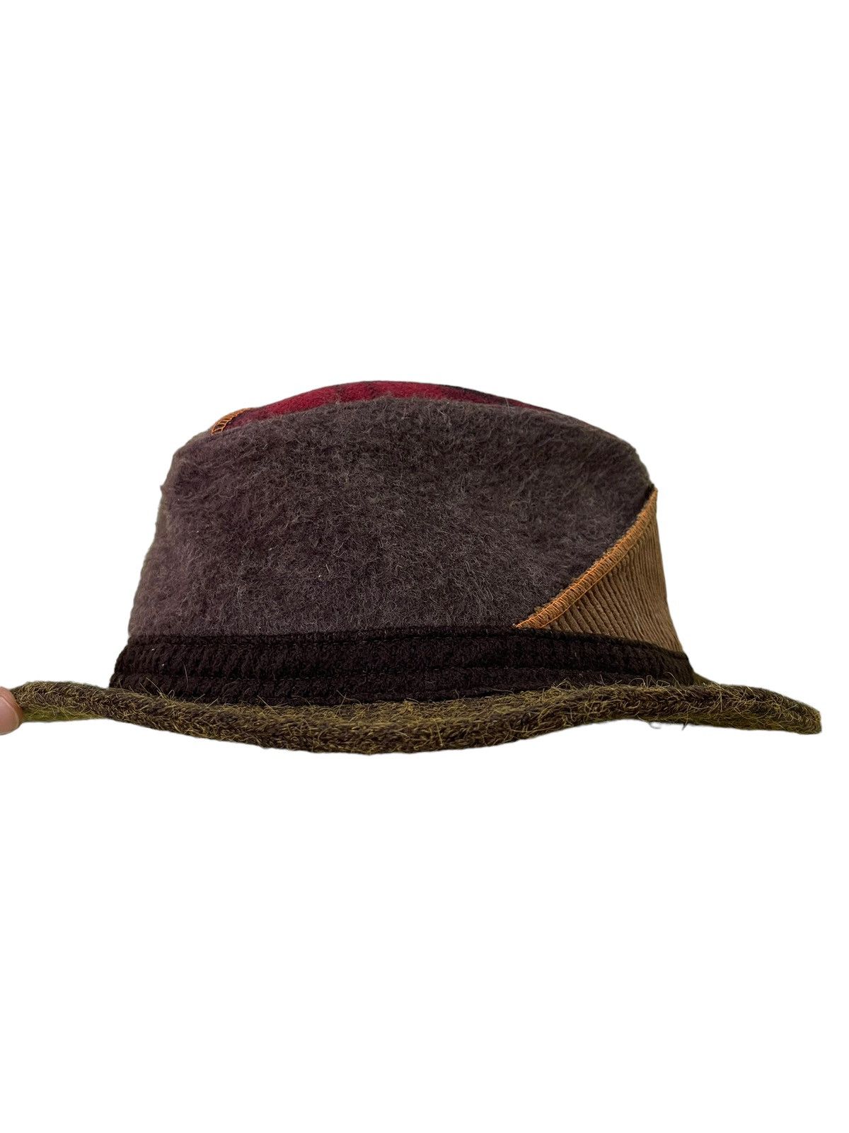 Japanese Brand Patchwork Fedora Hat Basiqueenti Wool Like Size ONE SIZE - 5 Thumbnail