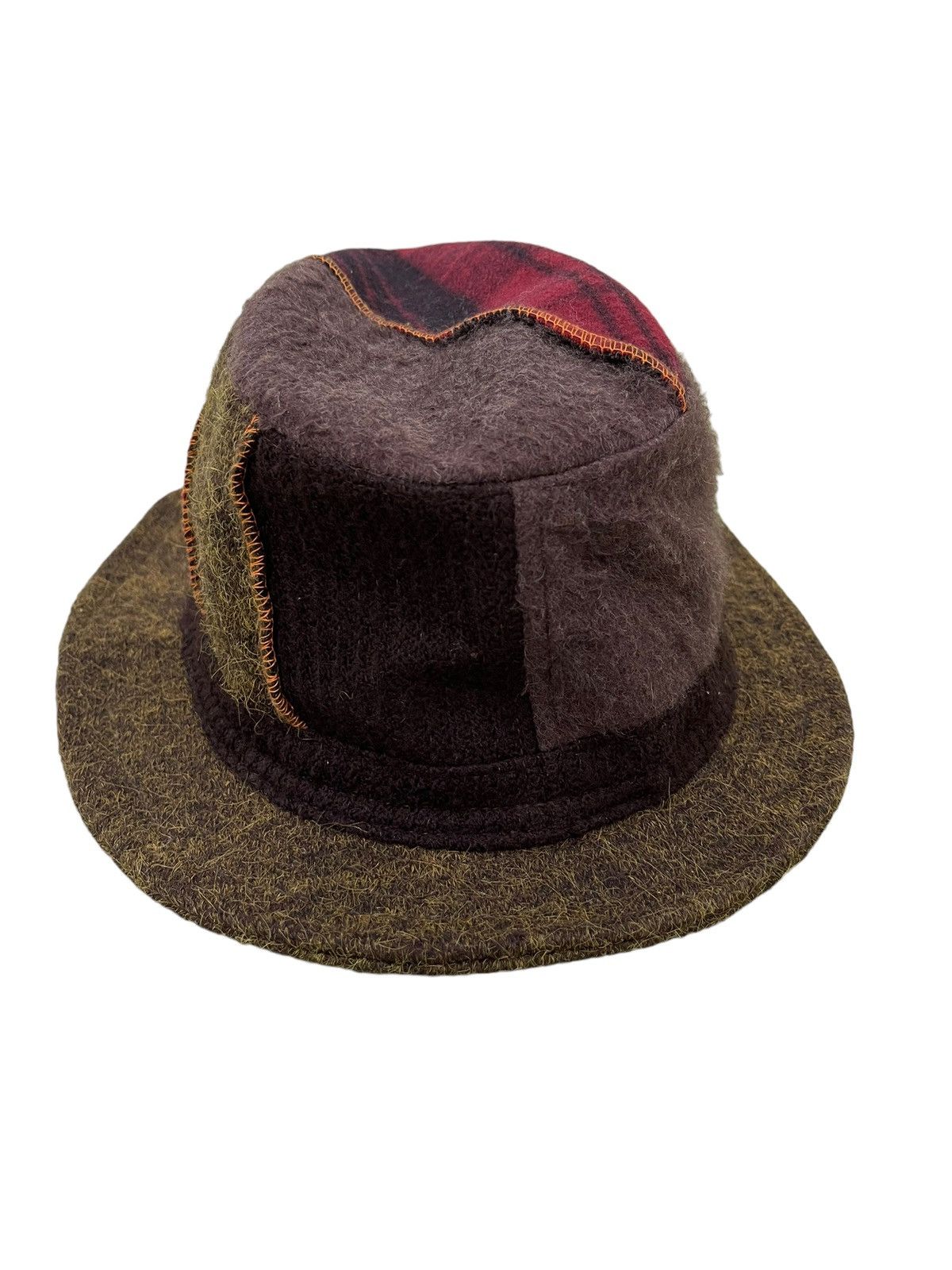Japanese Brand Patchwork Fedora Hat Basiqueenti Wool Like Size ONE SIZE - 4 Thumbnail