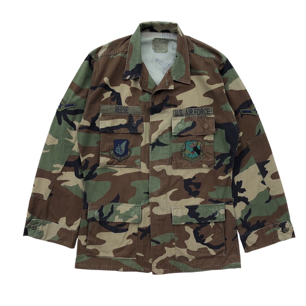 Vintage 🔥Vintage 80s US Air Force Woodland Camo Jacket With Patches Size US S / EU 44-46 / 1 - 1 Thumbnail