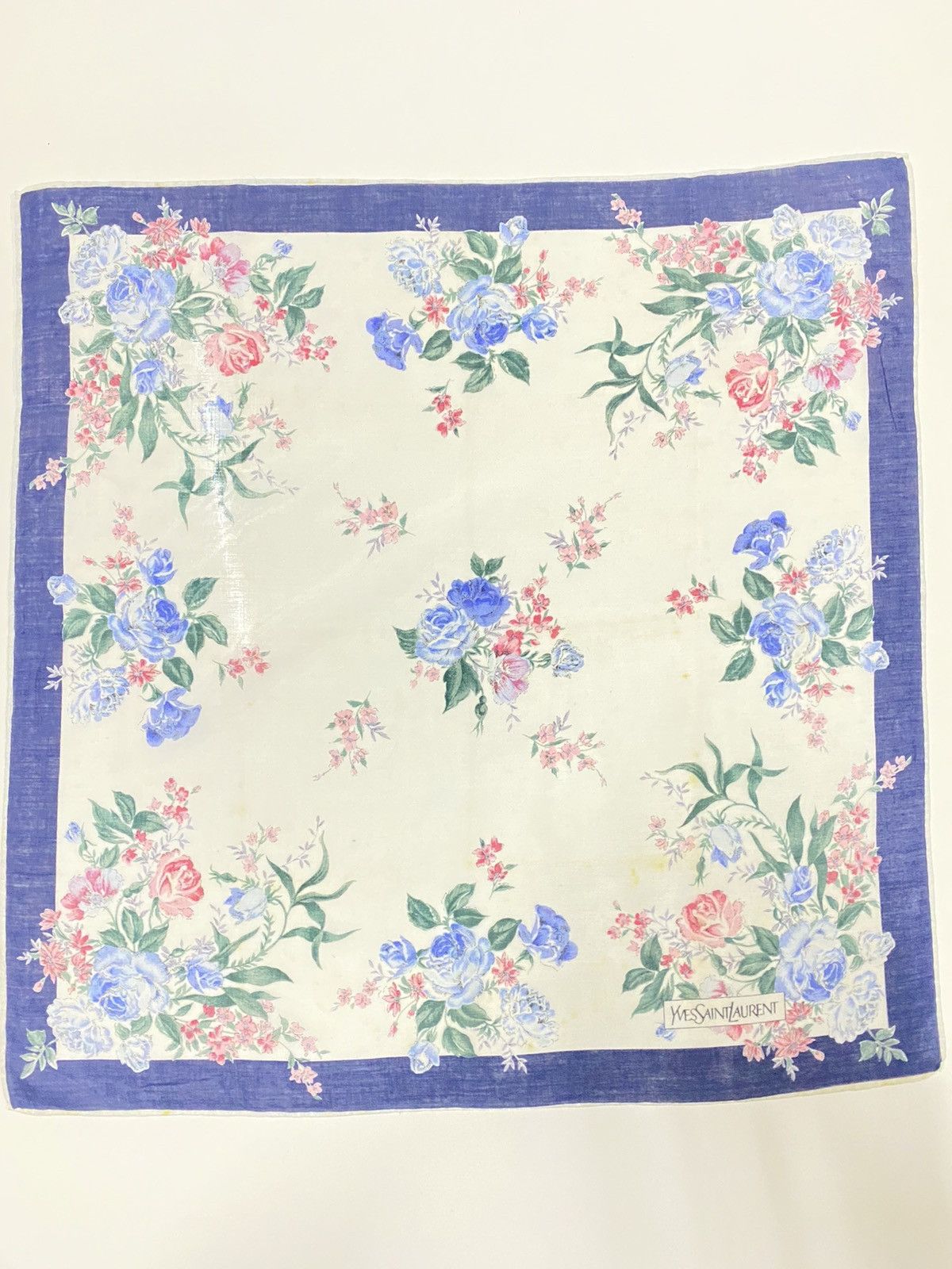 Designer × Vintage × Yves Saint Laurent Yves Saint Laurent floral design handkerchief 18”x18” YSL Size ONE SIZE - 2 Thumbnail