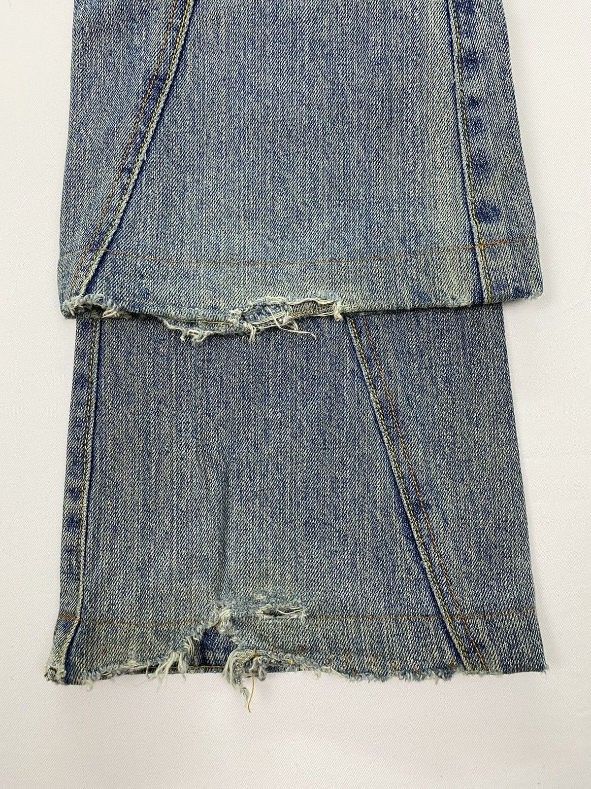 Japanese Brand Domestic Science Kasper Distressed Flared Jeans Size 29" - 21 Thumbnail