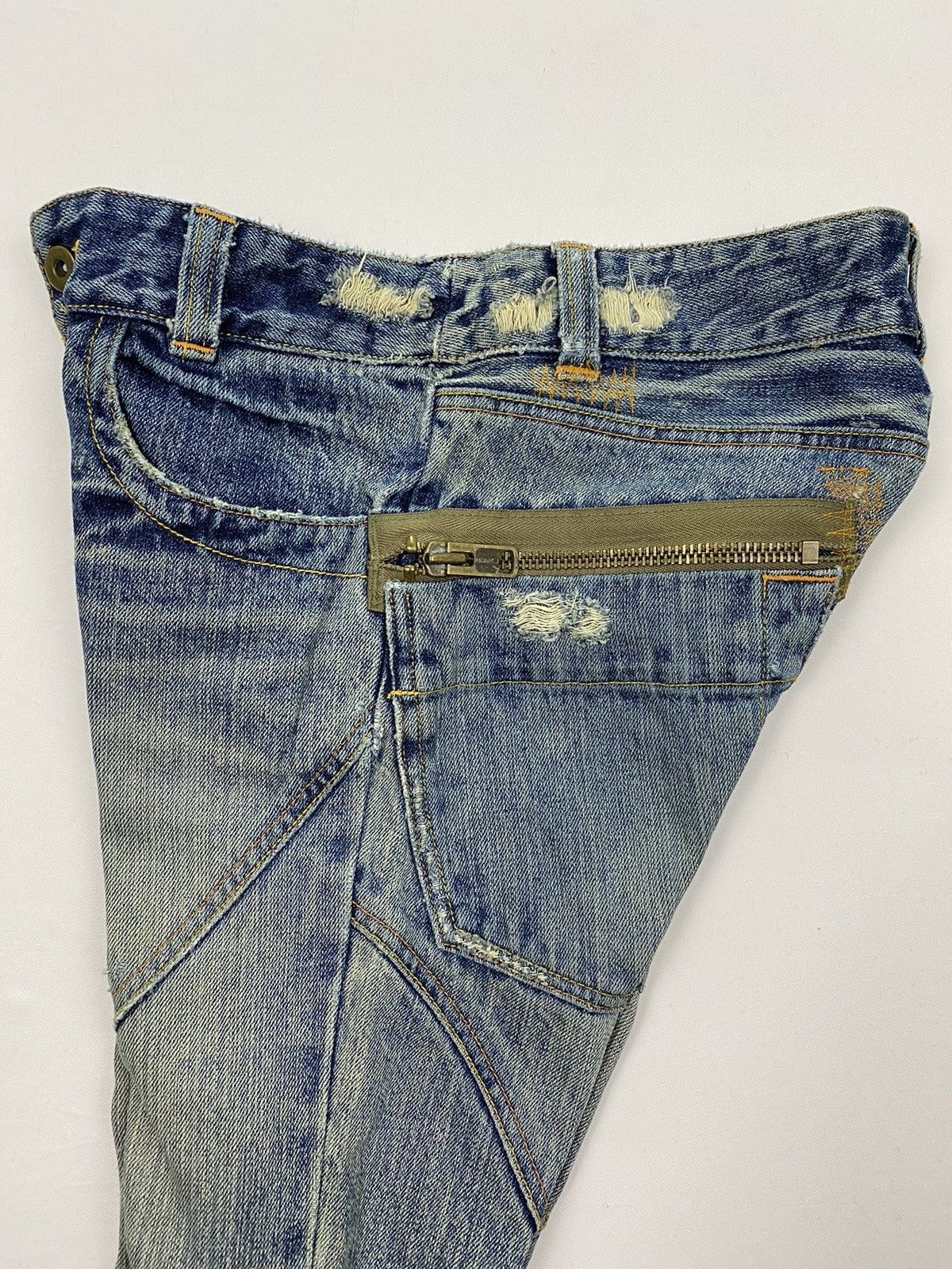 Japanese Brand Domestic Science Kasper Distressed Flared Jeans Size 29" - 19 Thumbnail