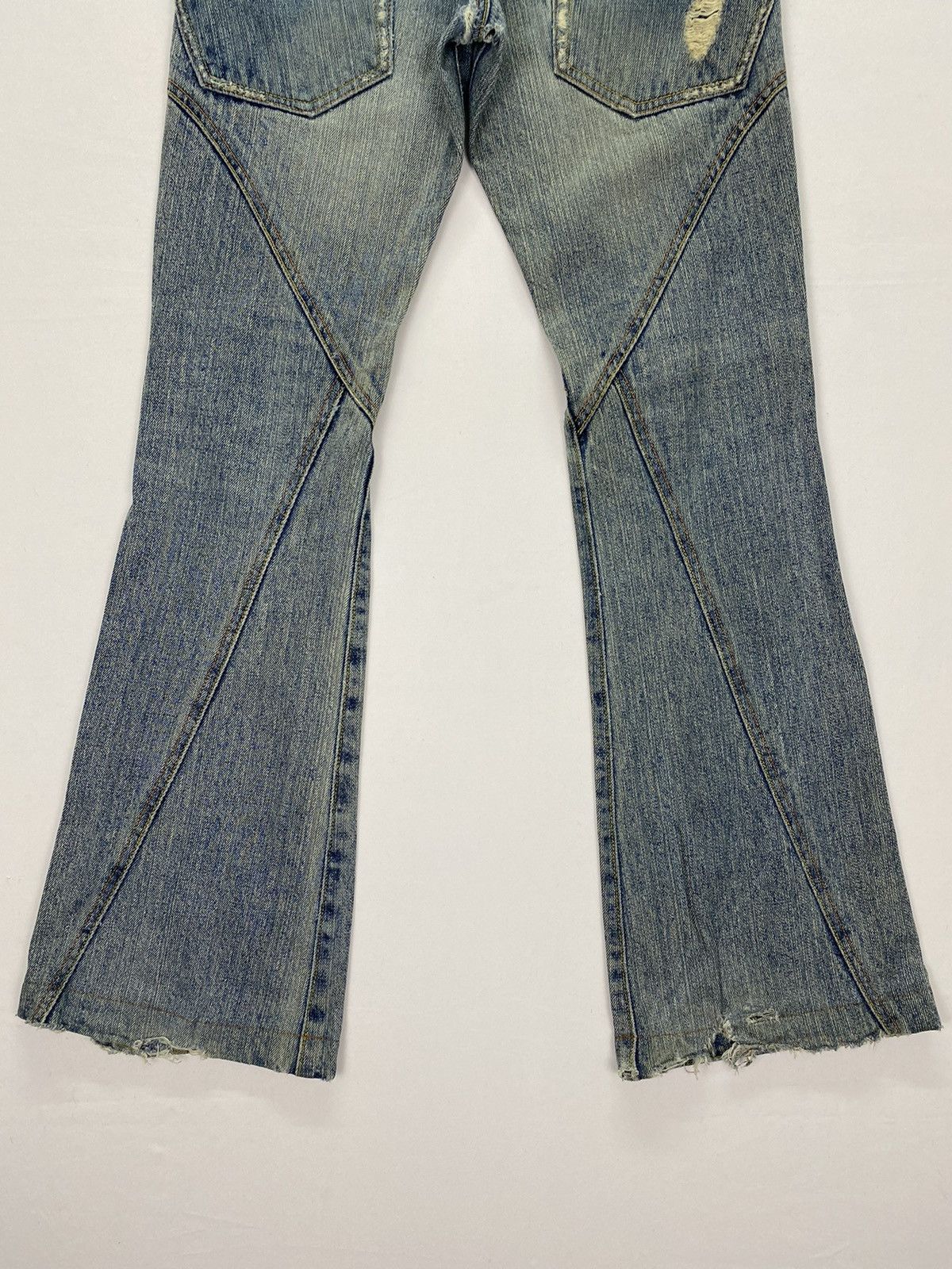 Japanese Brand Domestic Science Kasper Distressed Flared Jeans Size 29" - 6 Thumbnail