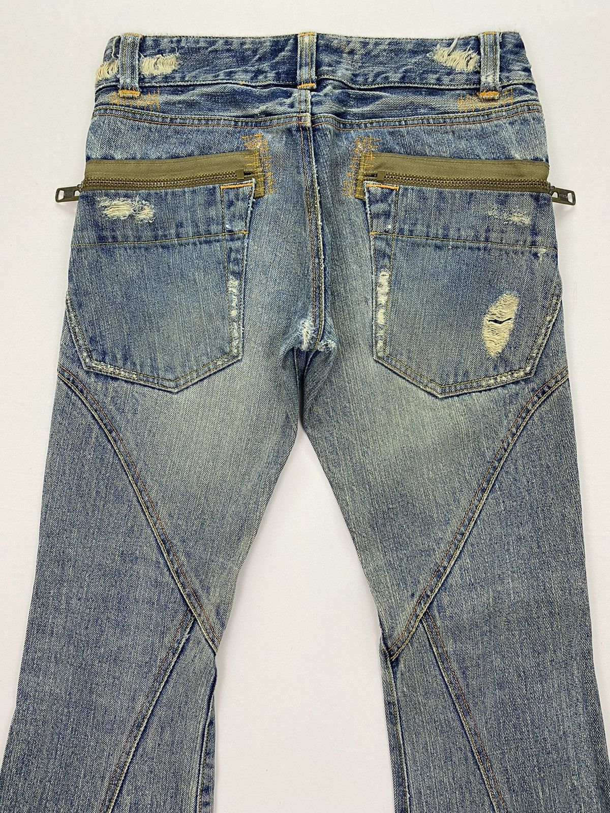 Japanese Brand Domestic Science Kasper Distressed Flared Jeans Size 29" - 4 Thumbnail