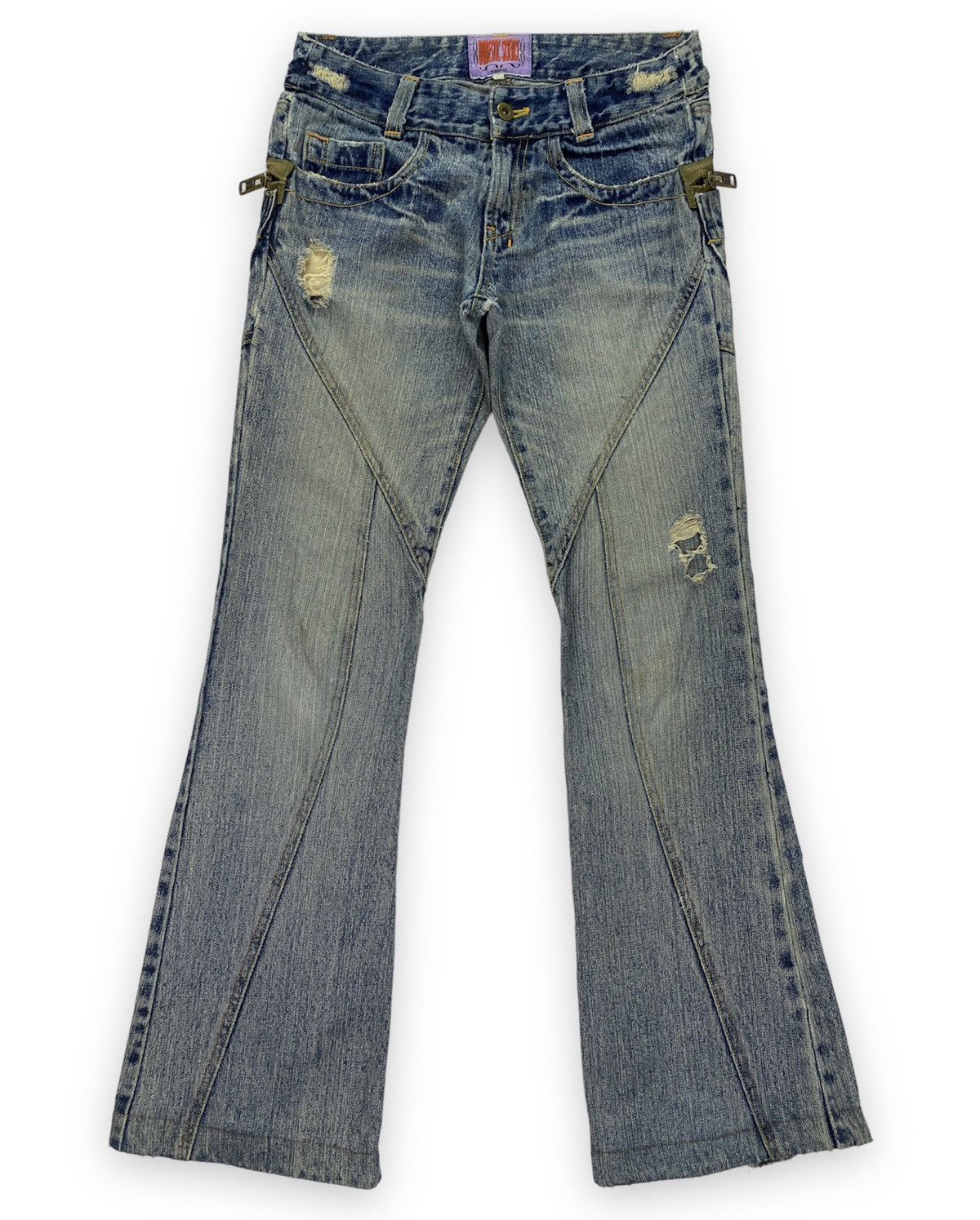 Japanese Brand Domestic Science Kasper Distressed Flared Jeans Size 29" - 1 Thumbnail