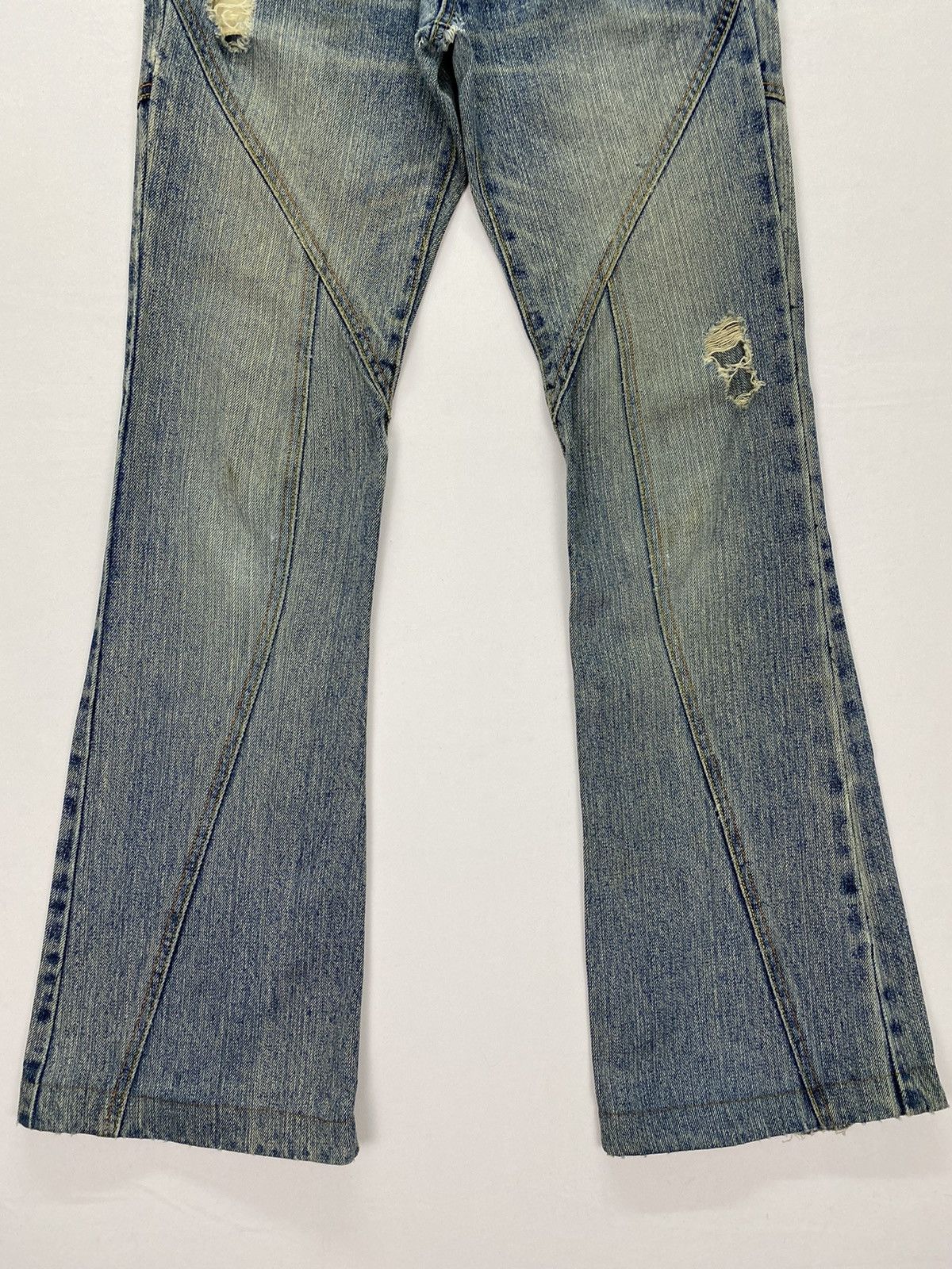 Japanese Brand Domestic Science Kasper Distressed Flared Jeans Size 29" - 5 Thumbnail