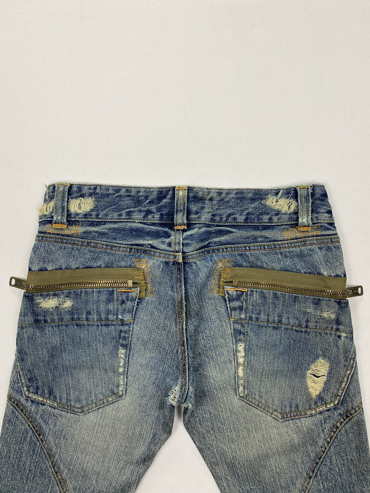 Japanese Brand Domestic Science Kasper Distressed Flared Jeans Size 29" - 8 Thumbnail