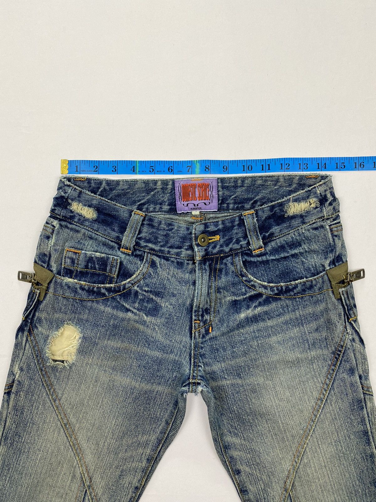 Japanese Brand Domestic Science Kasper Distressed Flared Jeans Size 29" - 7 Thumbnail