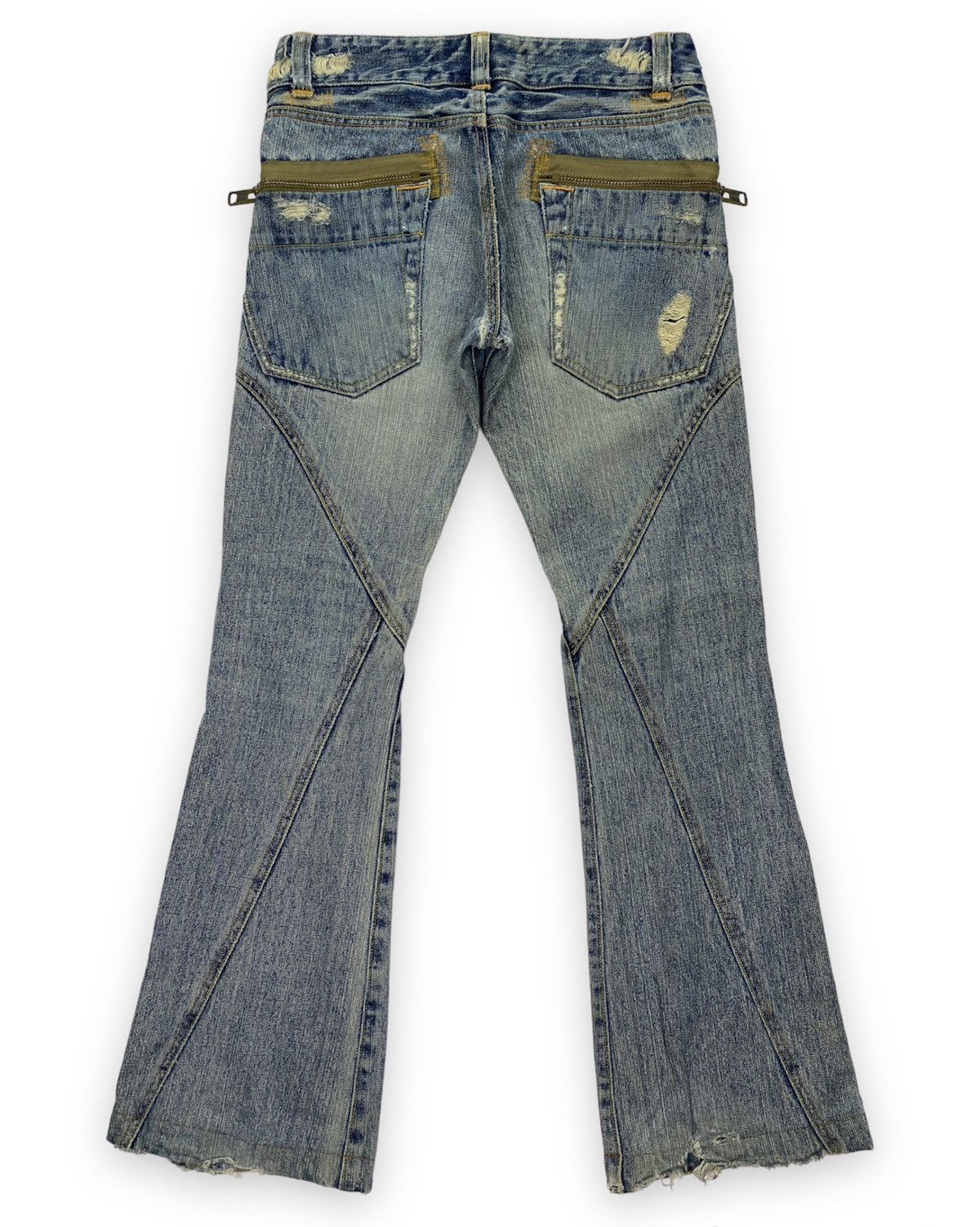 Japanese Brand Domestic Science Kasper Distressed Flared Jeans Size 29" - 2 Thumbnail