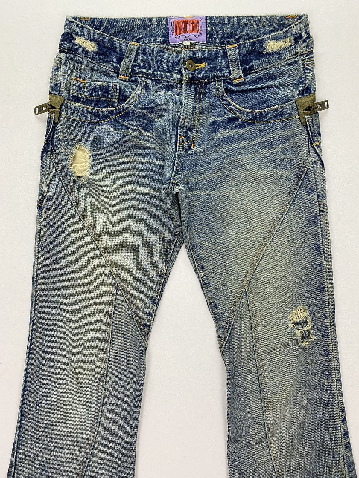 Japanese Brand Domestic Science Kasper Distressed Flared Jeans Size 29" - 3 Thumbnail