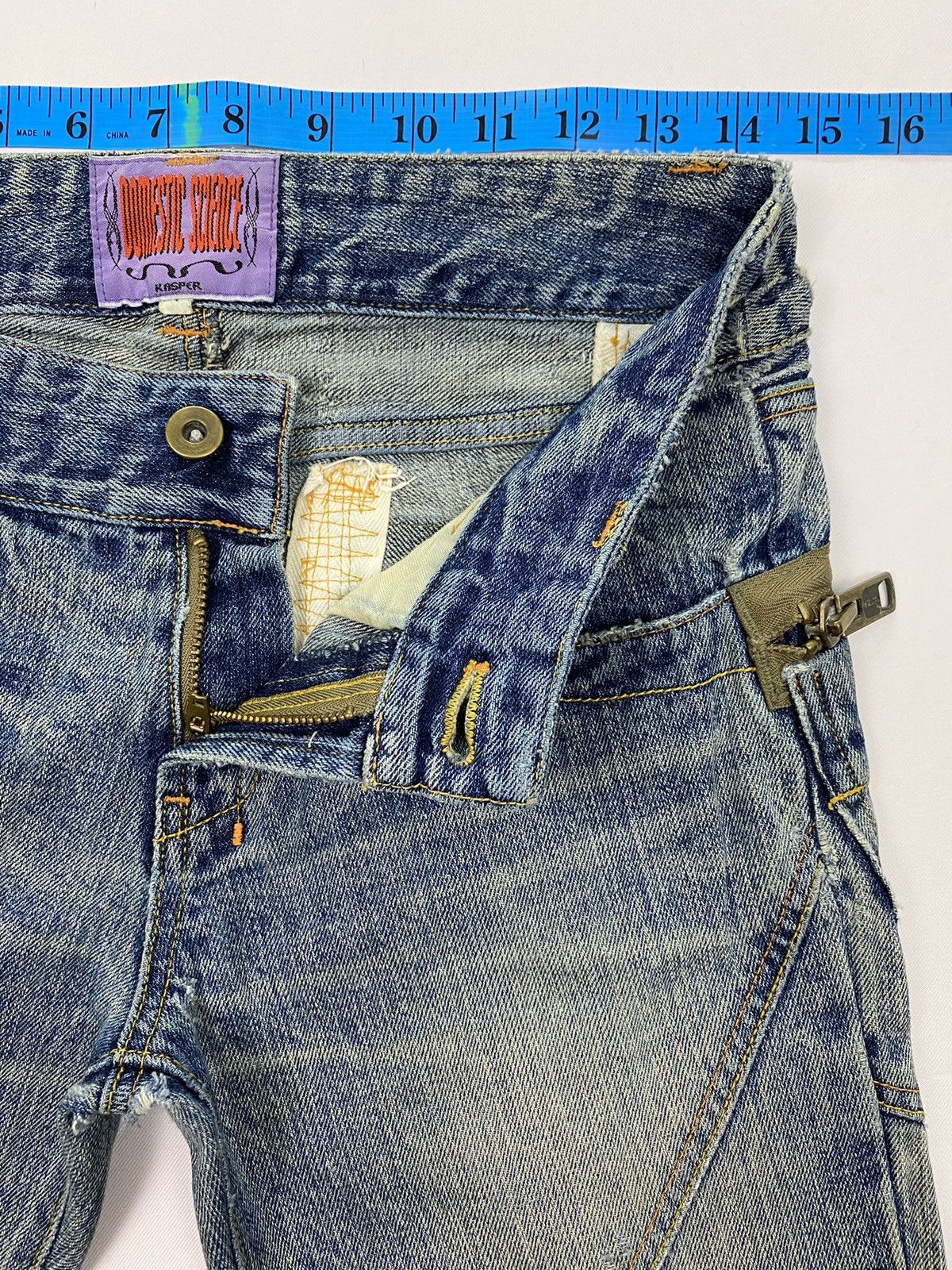 Japanese Brand Domestic Science Kasper Distressed Flared Jeans Size 29" - 12 Thumbnail