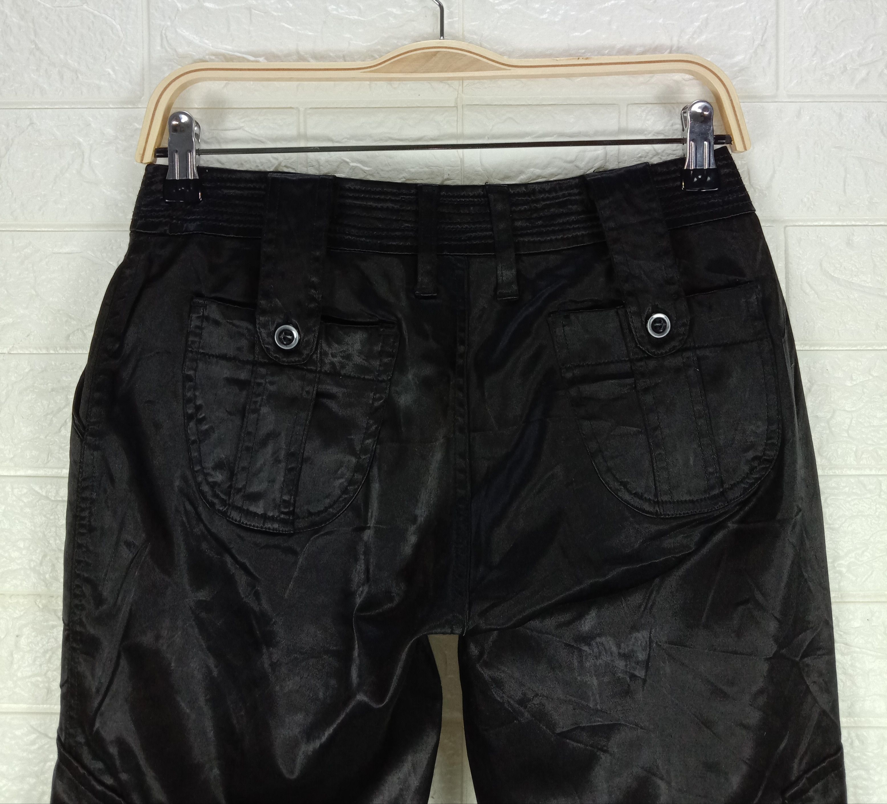 Japanese Brand Vintage Flare Vanilla Star Full Zipper Glossy Cargo Pants Size 29" - 6 Thumbnail