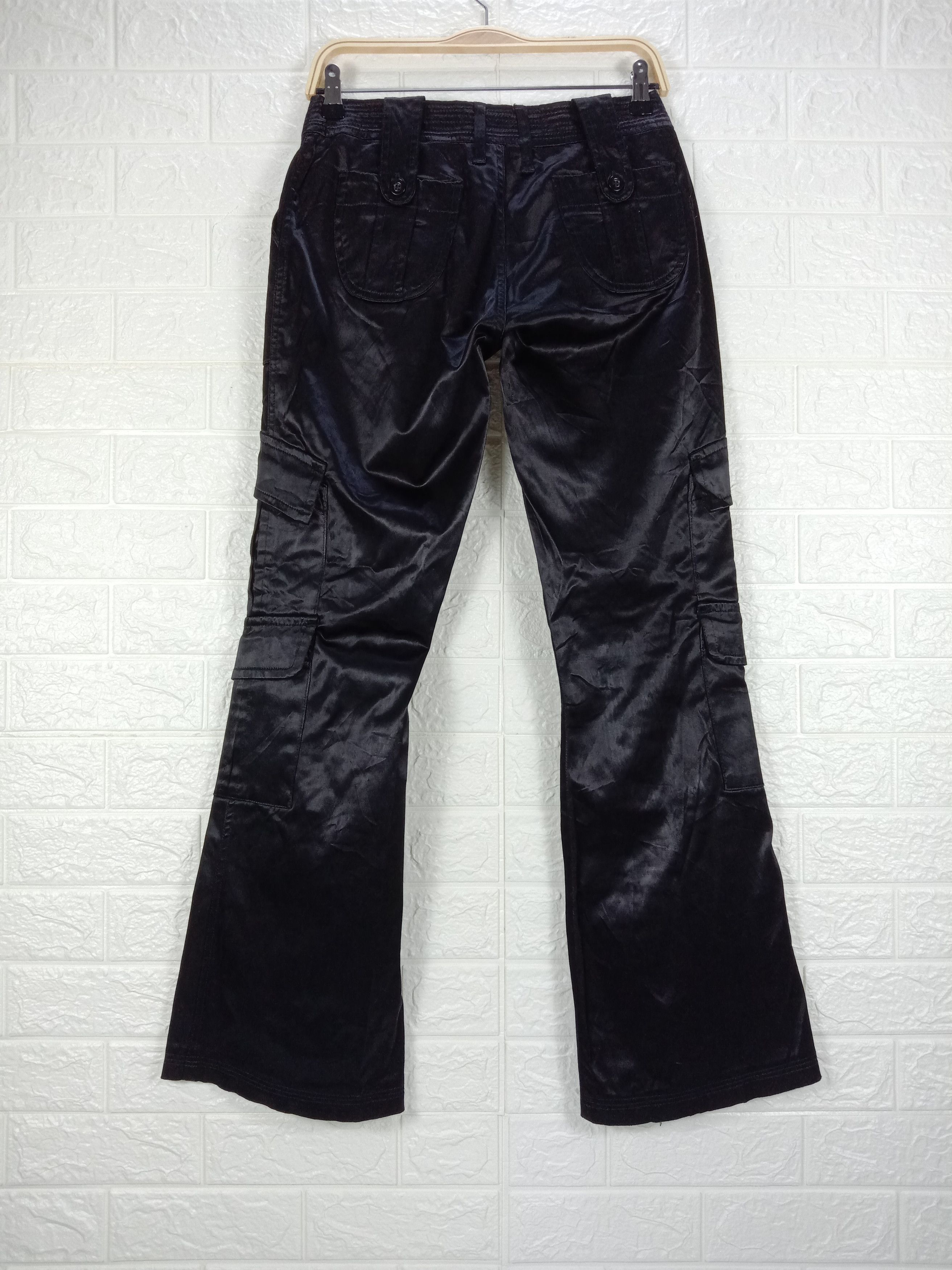 Japanese Brand Vintage Flare Vanilla Star Full Zipper Glossy Cargo Pants Size 29" - 5 Thumbnail