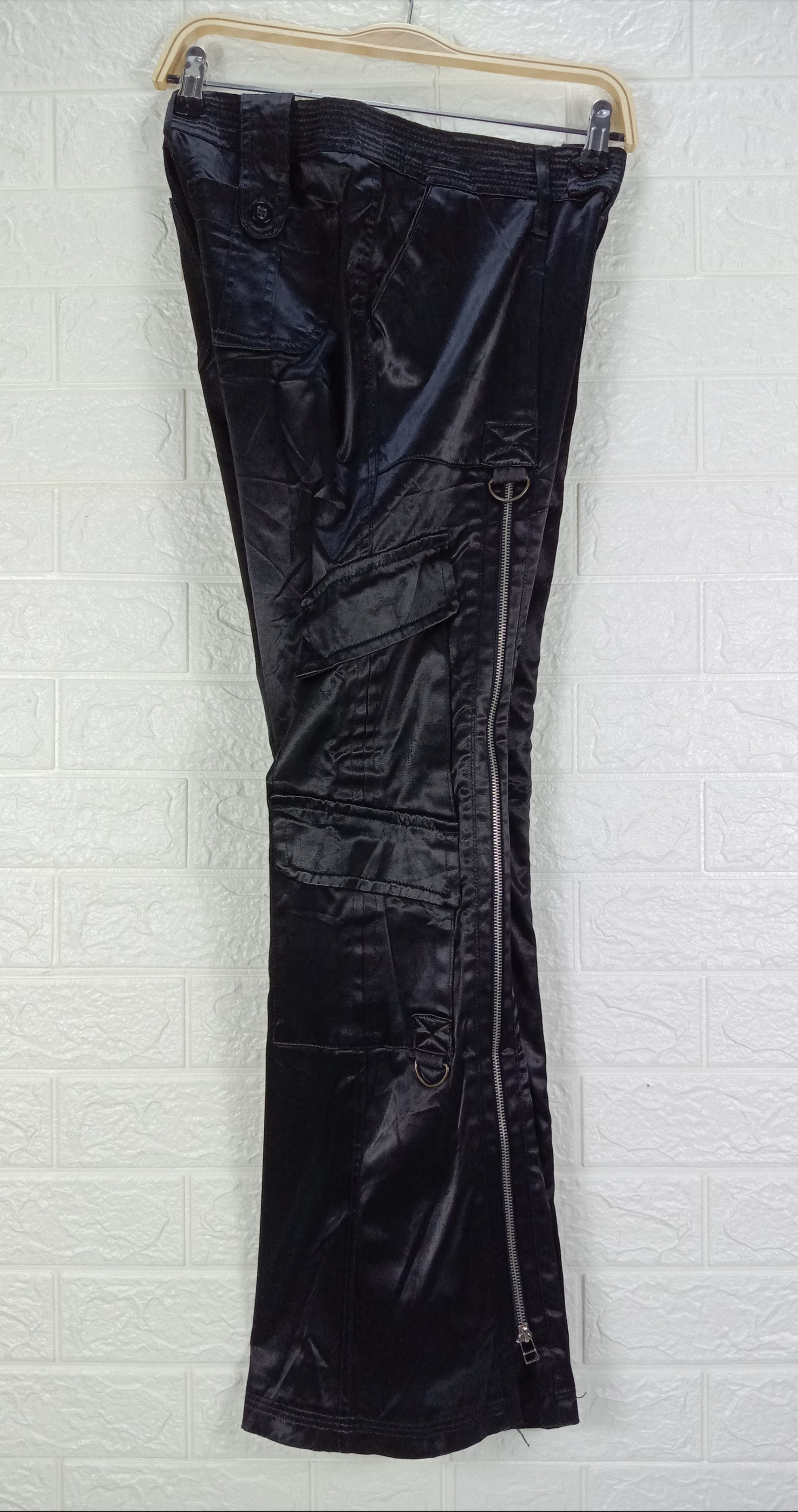 Japanese Brand Vintage Flare Vanilla Star Full Zipper Glossy Cargo Pants Size 29" - 10 Thumbnail