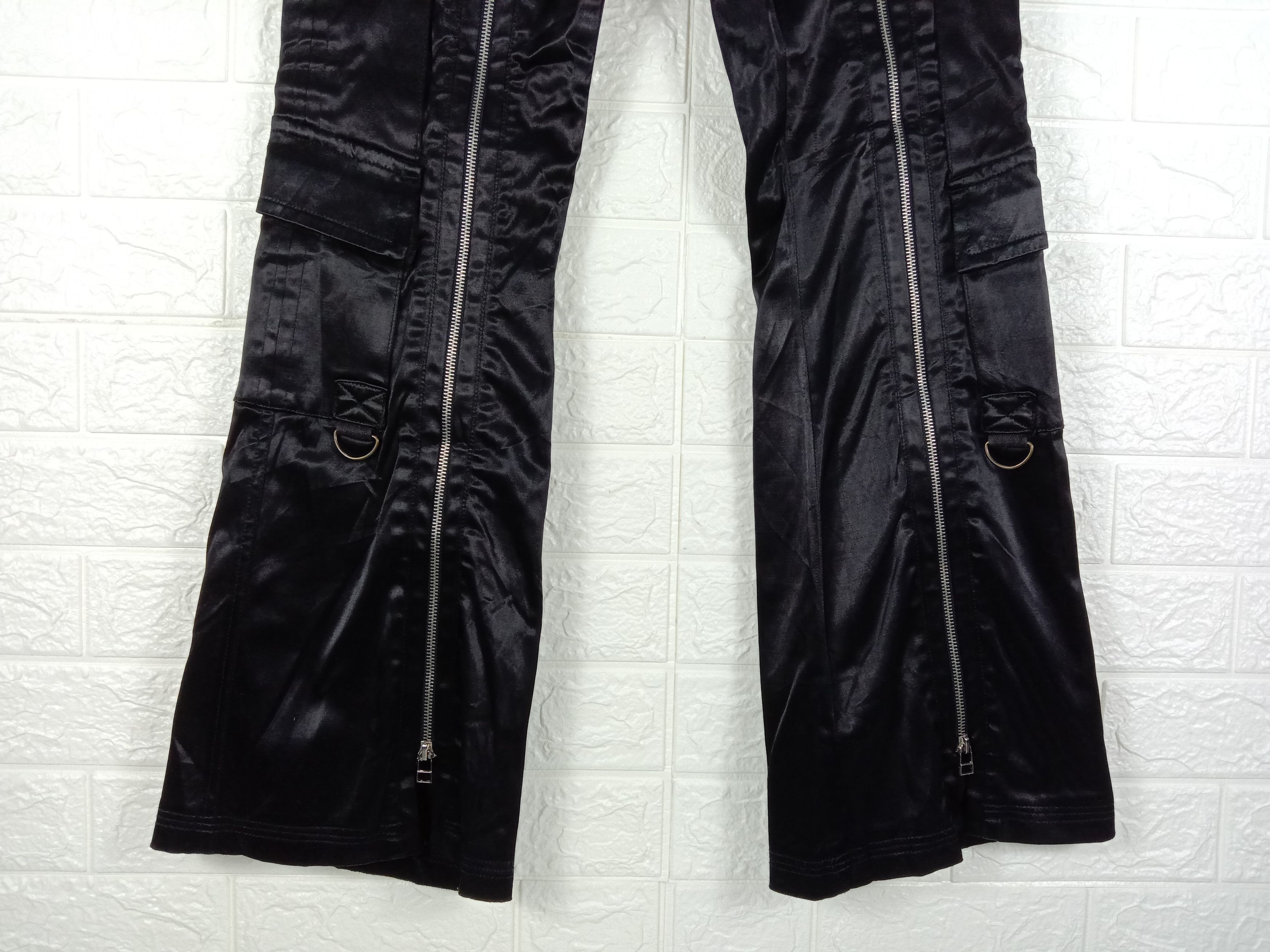 Japanese Brand Vintage Flare Vanilla Star Full Zipper Glossy Cargo Pants Size 29" - 4 Thumbnail