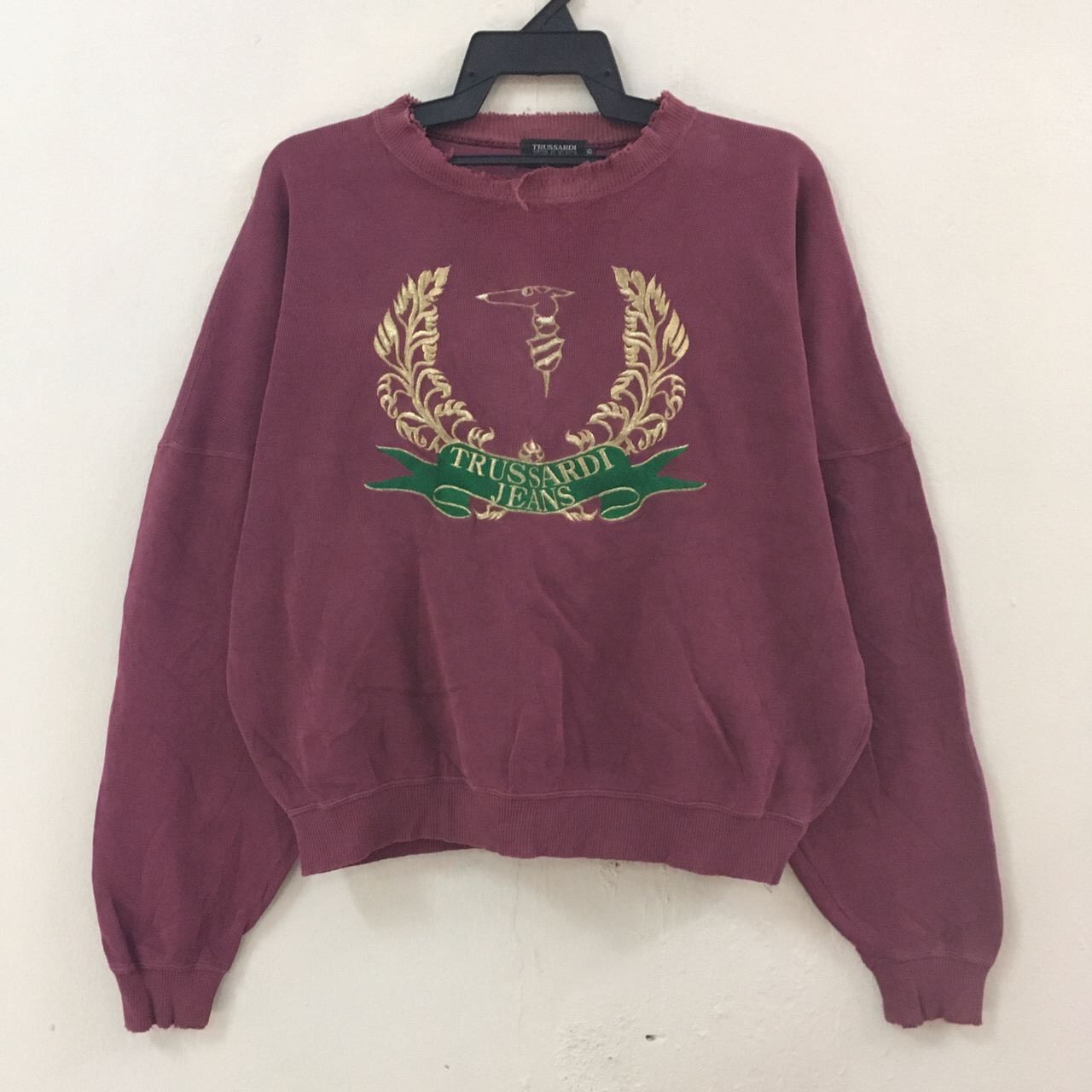 Trussardi Vtg Trussardi Big Logo sweatshirt distressed Size US M / EU 48-50 / 2 - 1 Thumbnail