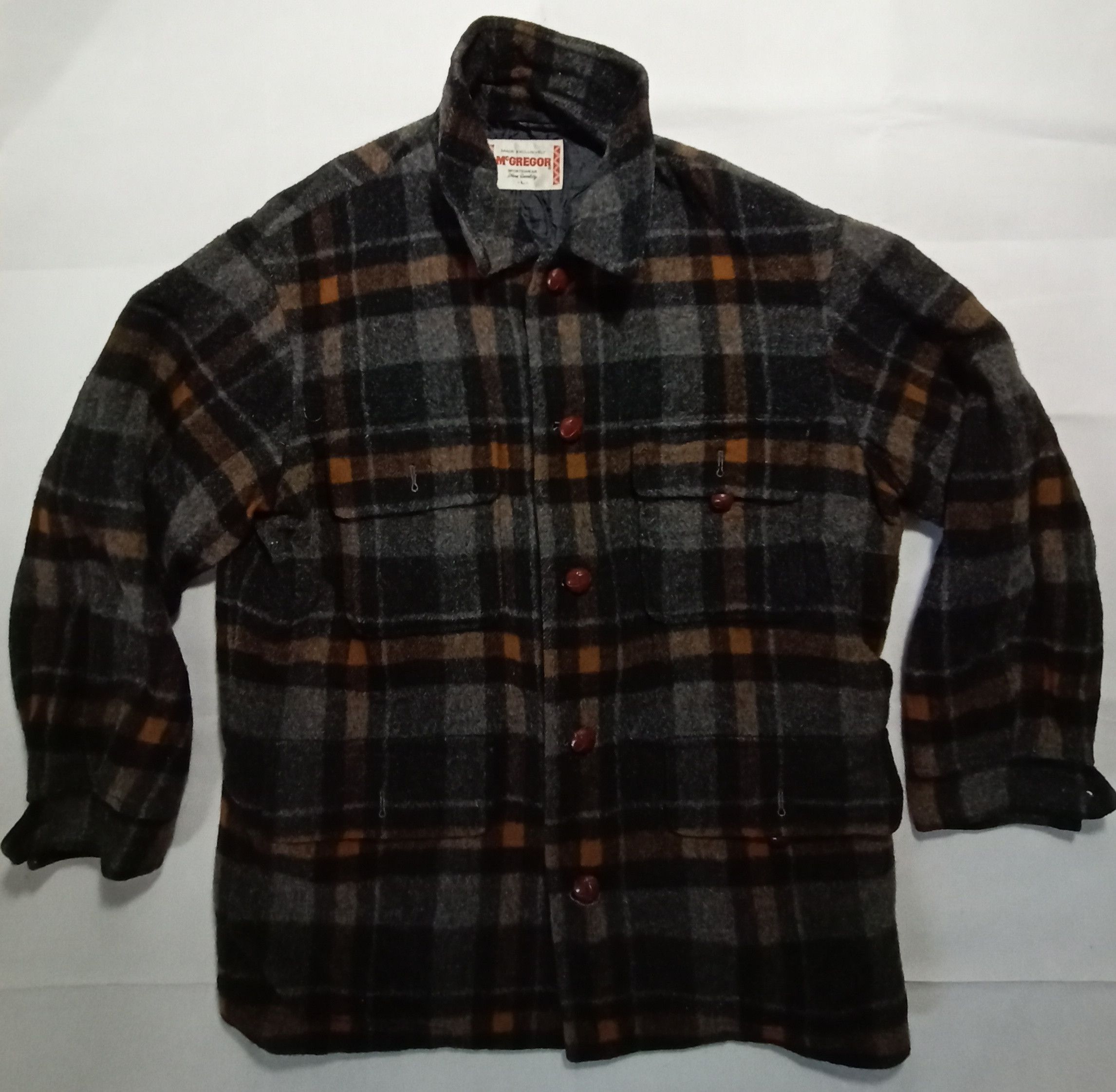 Designer RARE MCGREGOR WOOL JACKET Padded Shadow Plaid Flannel Size US L / EU 52-54 / 3 - 1 Thumbnail
