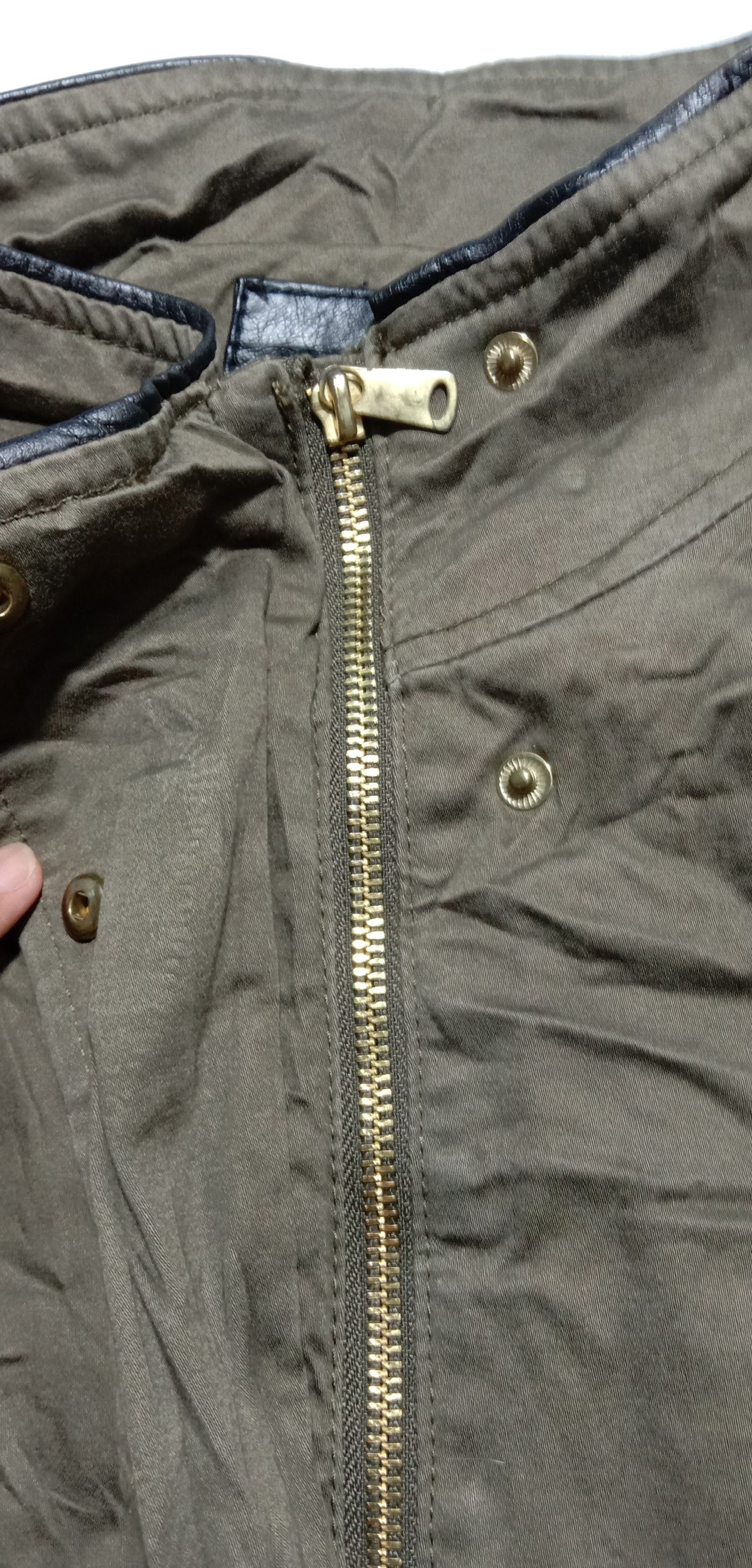 H&M Cotton Leather Biker Parka Jacket Size S / US 4 / IT 40 - 4 Thumbnail