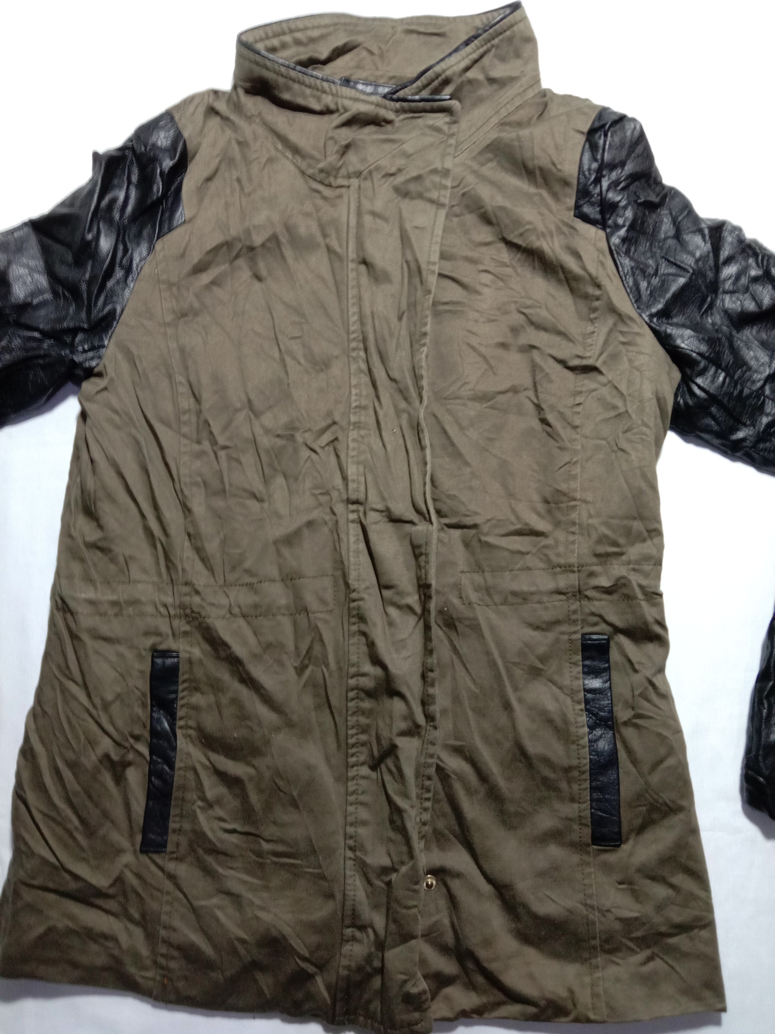 H&M Cotton Leather Biker Parka Jacket Size S / US 4 / IT 40 - 6 Thumbnail
