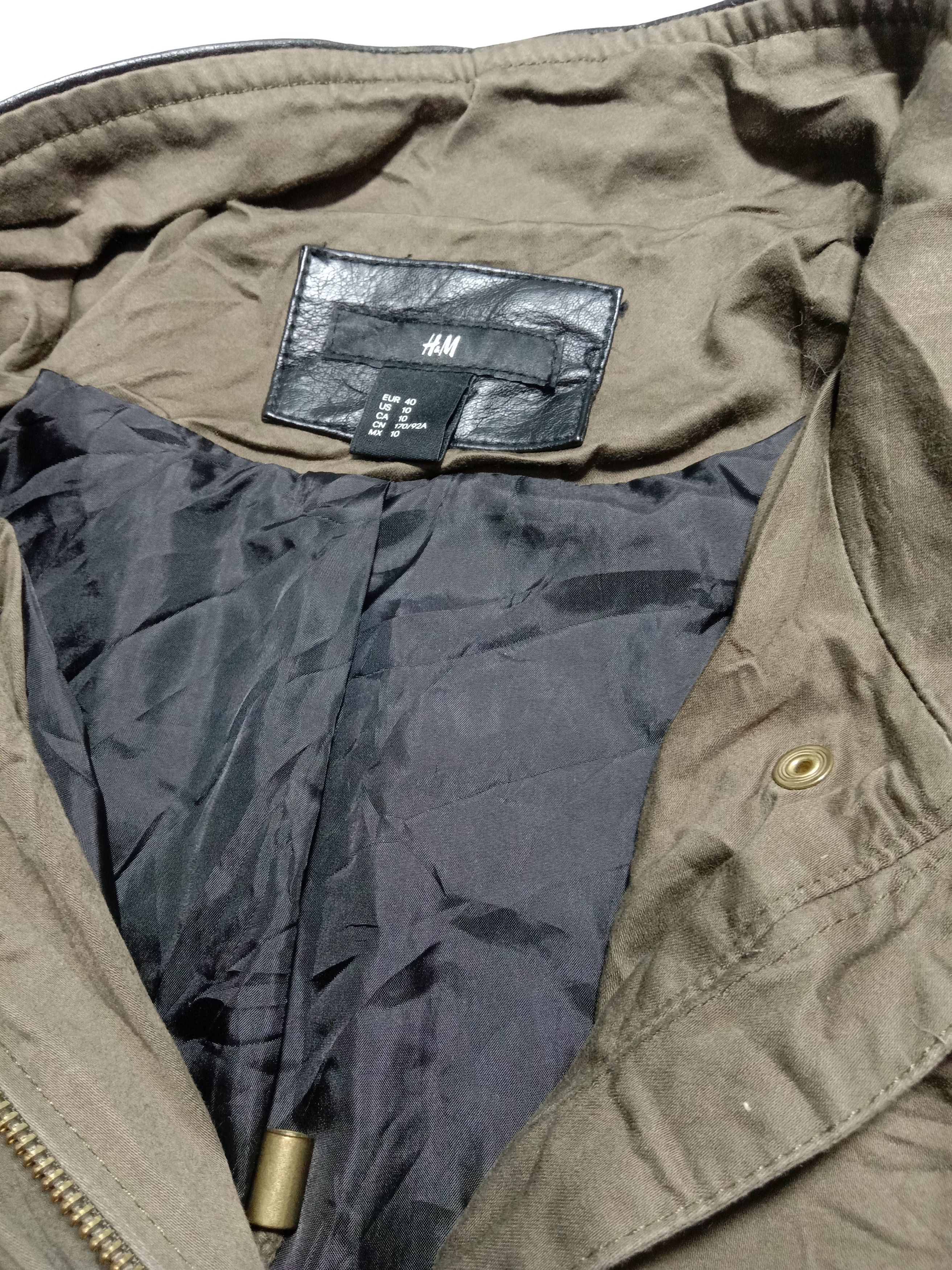 H&M Cotton Leather Biker Parka Jacket Size S / US 4 / IT 40 - 2 Thumbnail