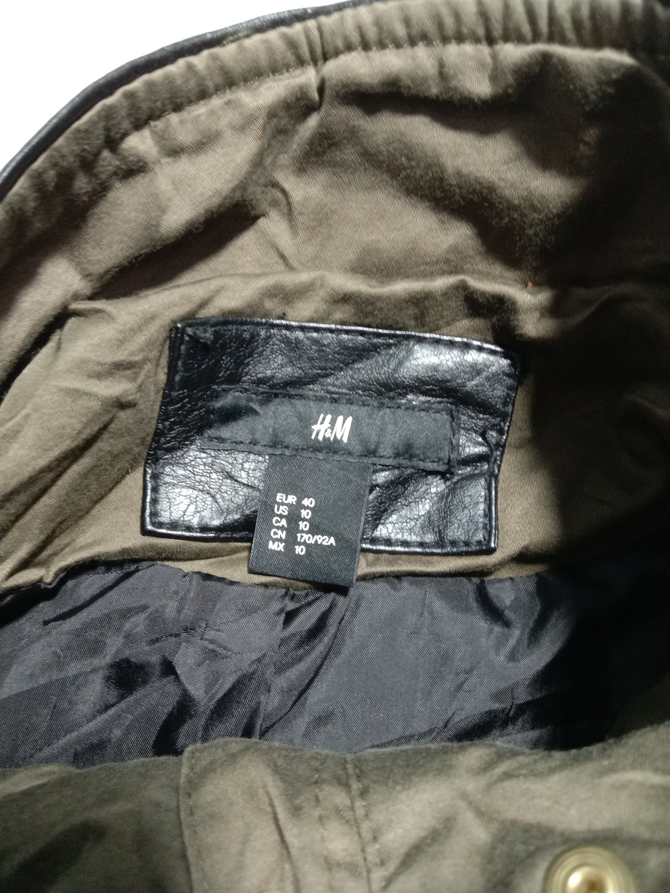 H&M Cotton Leather Biker Parka Jacket Size S / US 4 / IT 40 - 3 Thumbnail