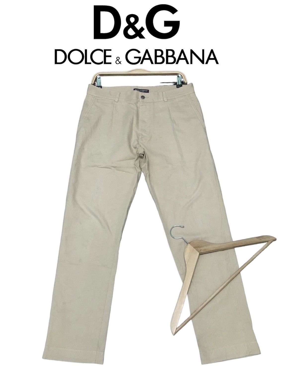 image of Dolce Gabbana x Vintage D&g Casual Pant in Khaki Cream Brown, Men's (Size 31)