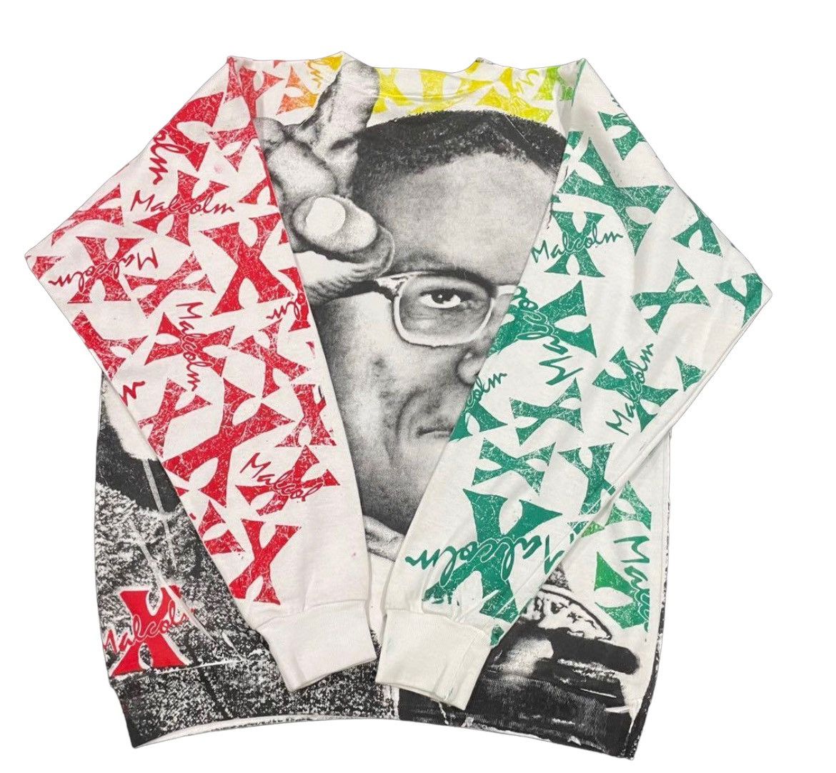 Vintage Rare🔥Vintage Malcom X AOP Historical Statement Sweater Size US M / EU 48-50 / 2 - 6 Thumbnail