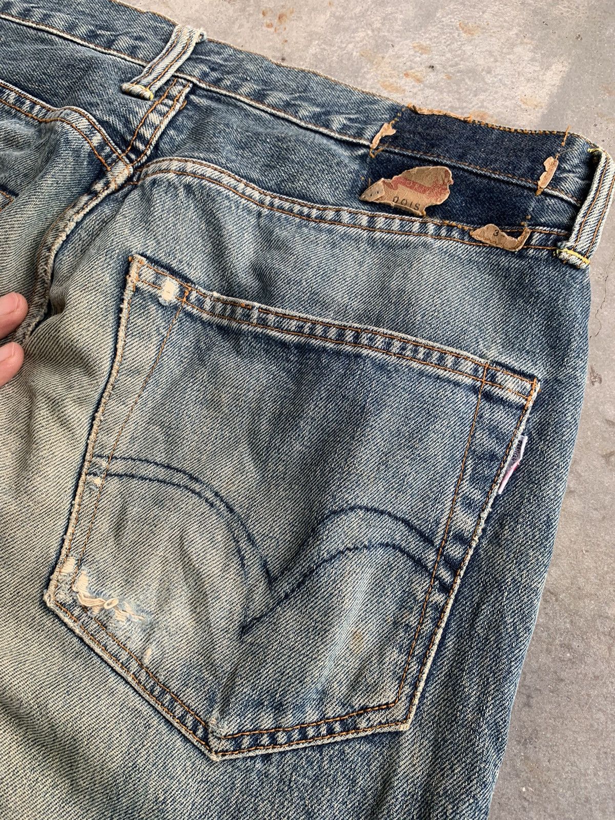 Studio D'Artisan THRASHED Studio D Artisan Distressed Selvedge RED LINE Denim Size US 30 / EU 46 - 8 Thumbnail