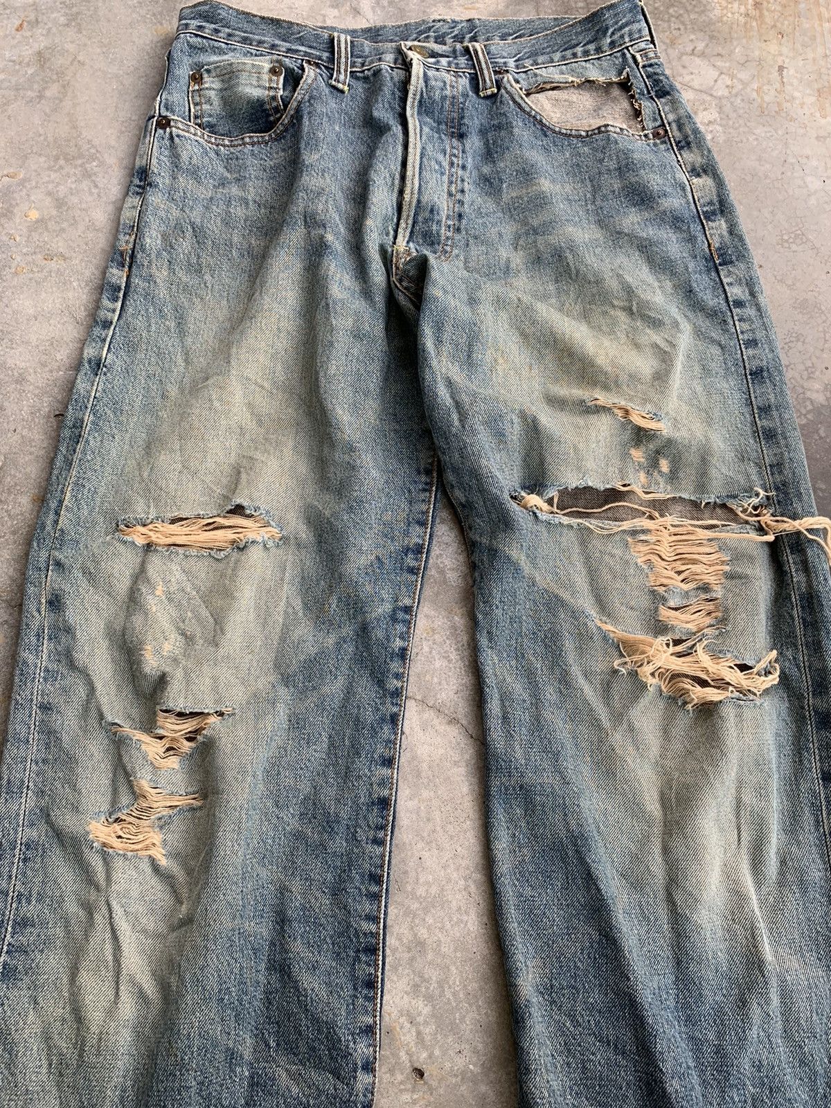 Studio D'Artisan THRASHED Studio D Artisan Distressed Selvedge RED LINE Denim Size US 30 / EU 46 - 4 Thumbnail