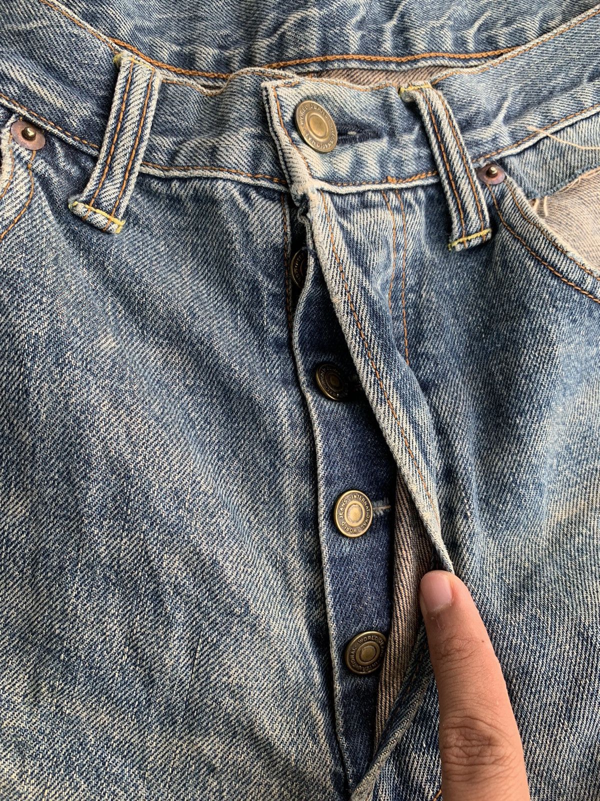 Studio D'Artisan THRASHED Studio D Artisan Distressed Selvedge RED LINE Denim Size US 30 / EU 46 - 6 Thumbnail