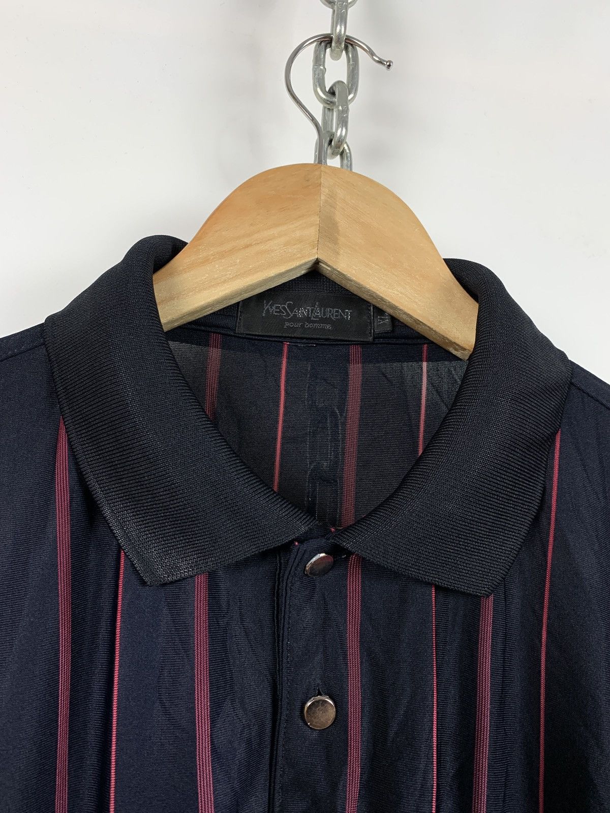 Vintage 90s Vintage Yves Saint Laurent Striped Silk Polo Shirt Size US XL / EU 56 / 4 - 7 Thumbnail