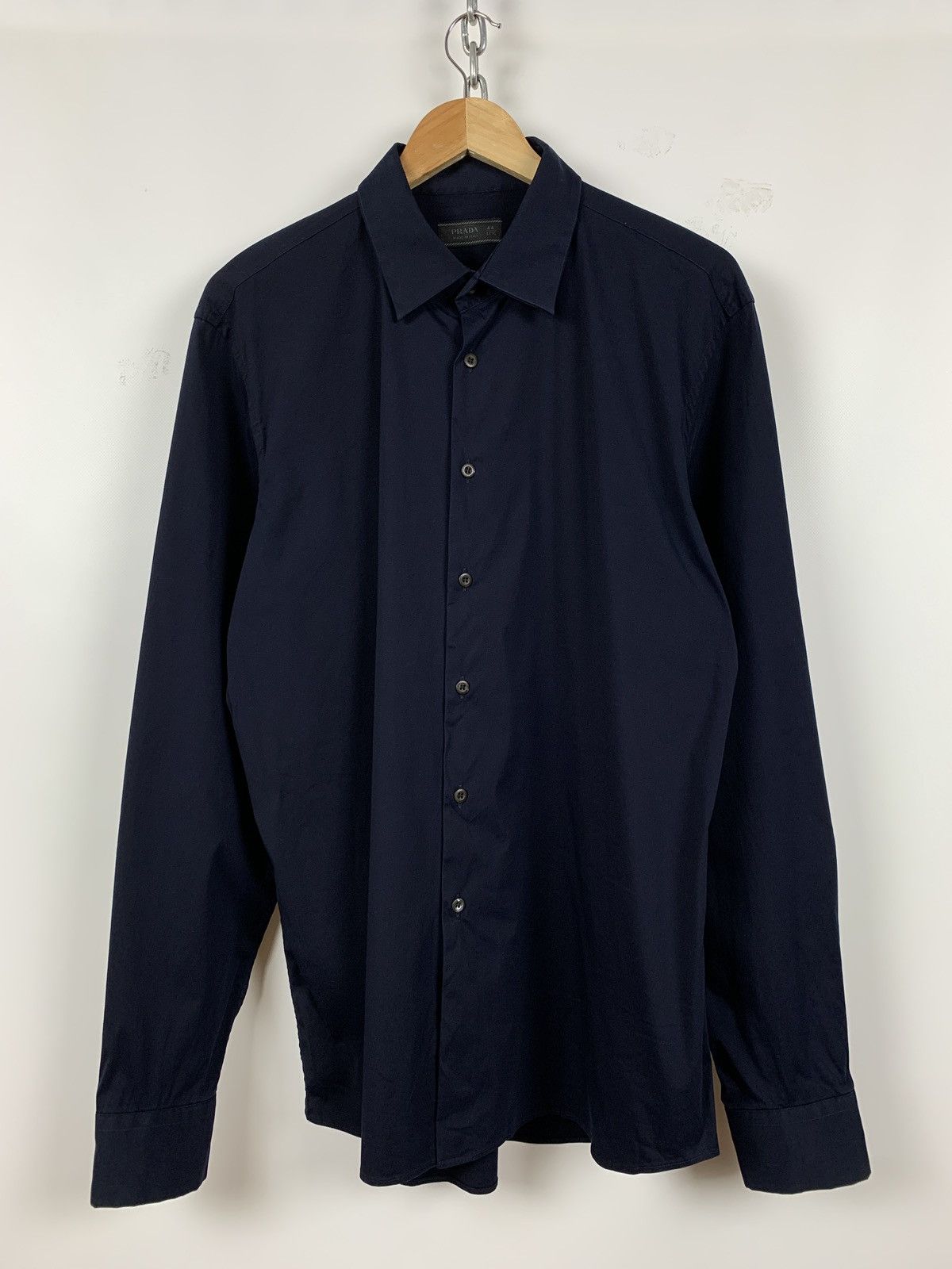 Vintage Prada Navy Blue Button Up Long Sleeve Shirt