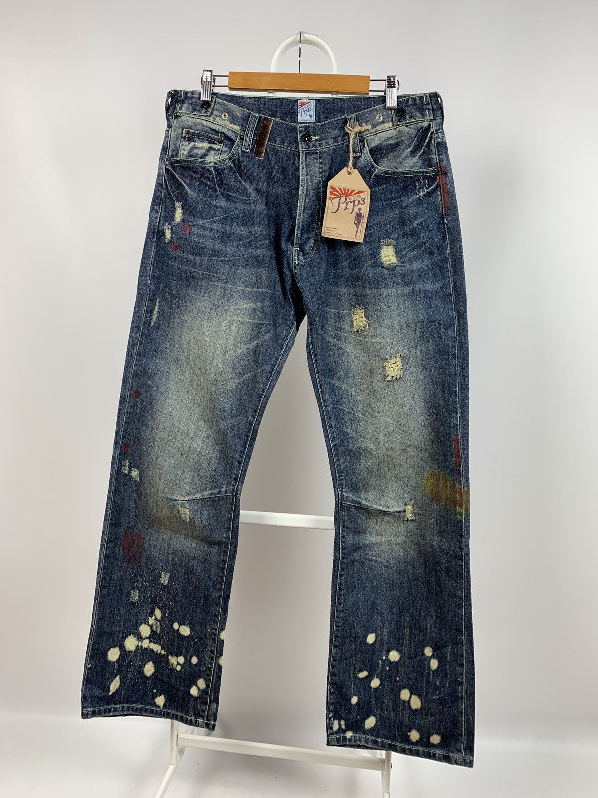 Japanese Brand NWT Prps Distressed Painted Japanese Denim Jeans Pants Size US 34 / EU 50 - 7 Thumbnail