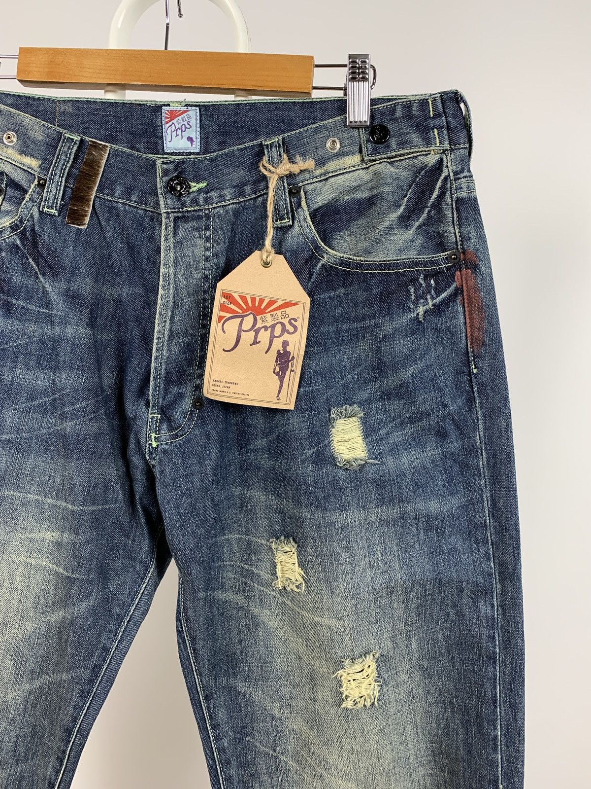 Japanese Brand NWT Prps Distressed Painted Japanese Denim Jeans Pants Size US 34 / EU 50 - 4 Thumbnail