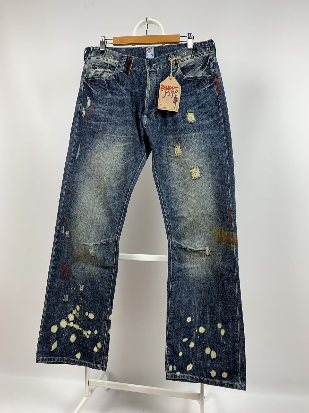 Japanese Brand NWT Prps Distressed Painted Japanese Denim Jeans Pants Size US 34 / EU 50 - 1 Thumbnail