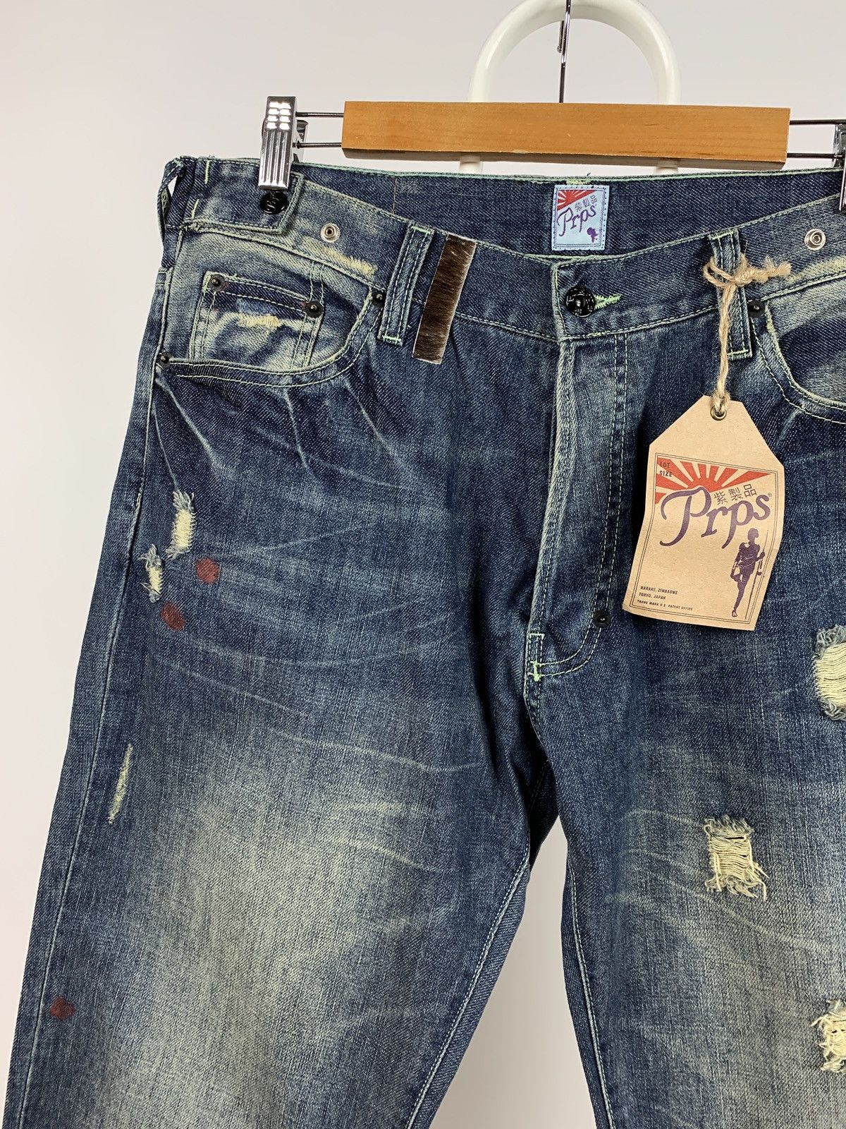 Japanese Brand NWT Prps Distressed Painted Japanese Denim Jeans Pants Size US 34 / EU 50 - 5 Thumbnail