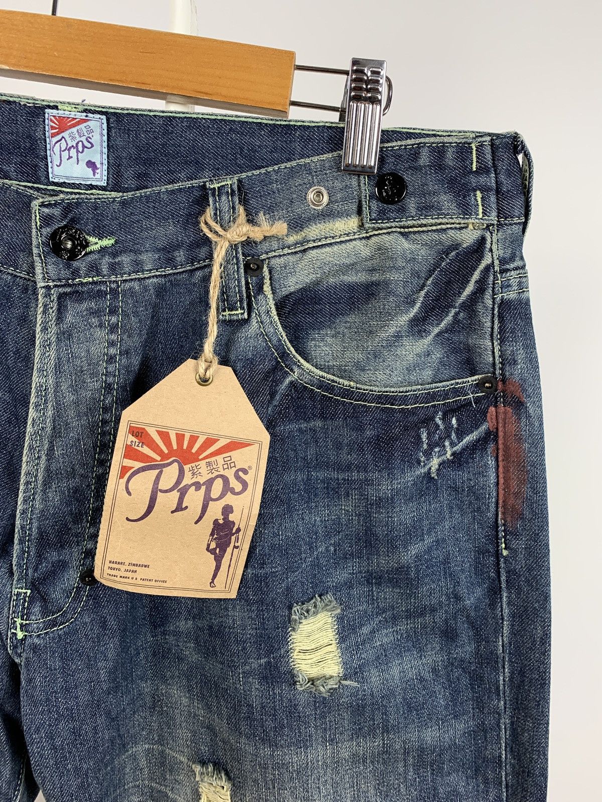 Japanese Brand NWT Prps Distressed Painted Japanese Denim Jeans Pants Size US 34 / EU 50 - 17 Thumbnail